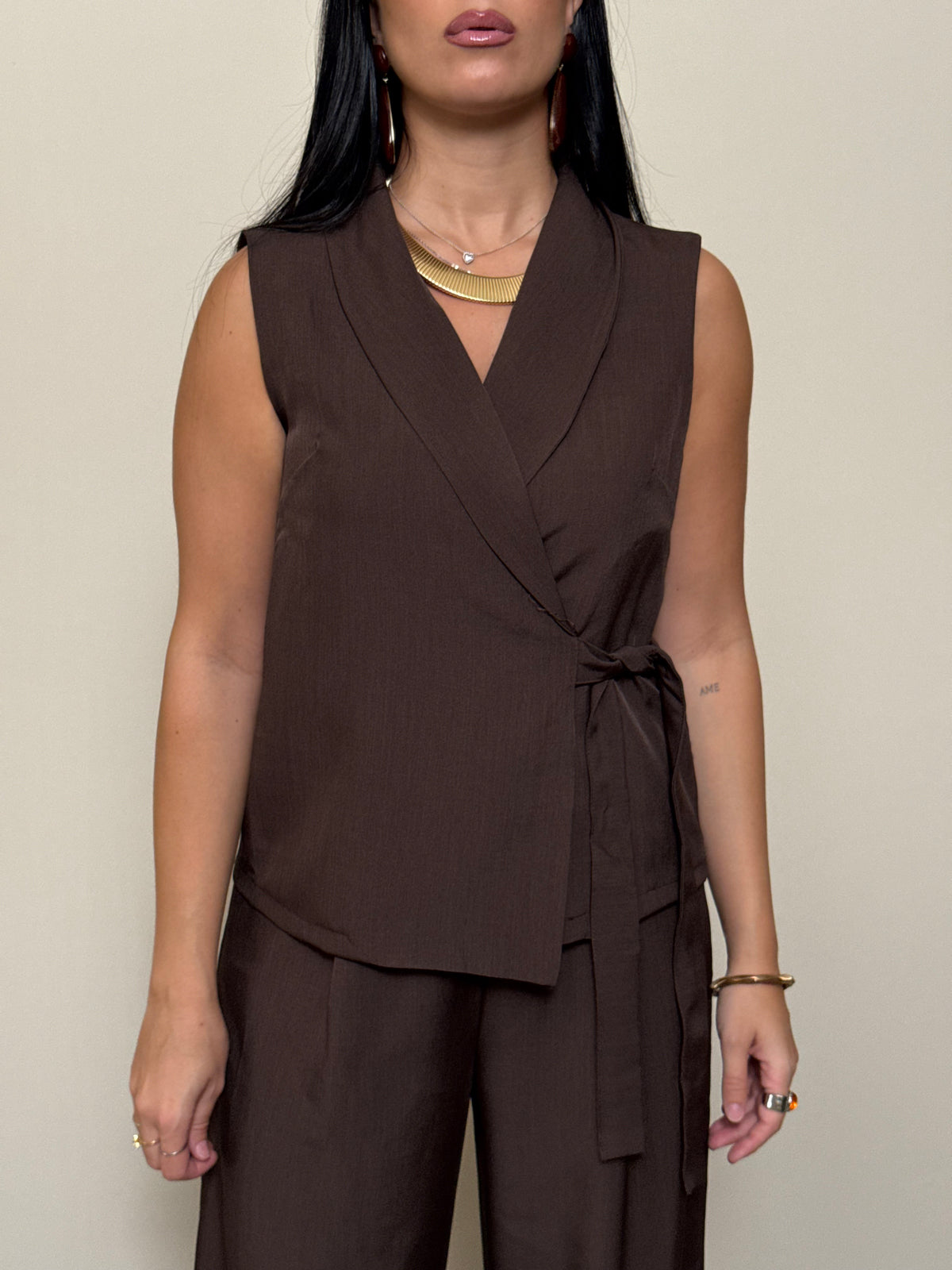 Coordinato gilet cioccolato