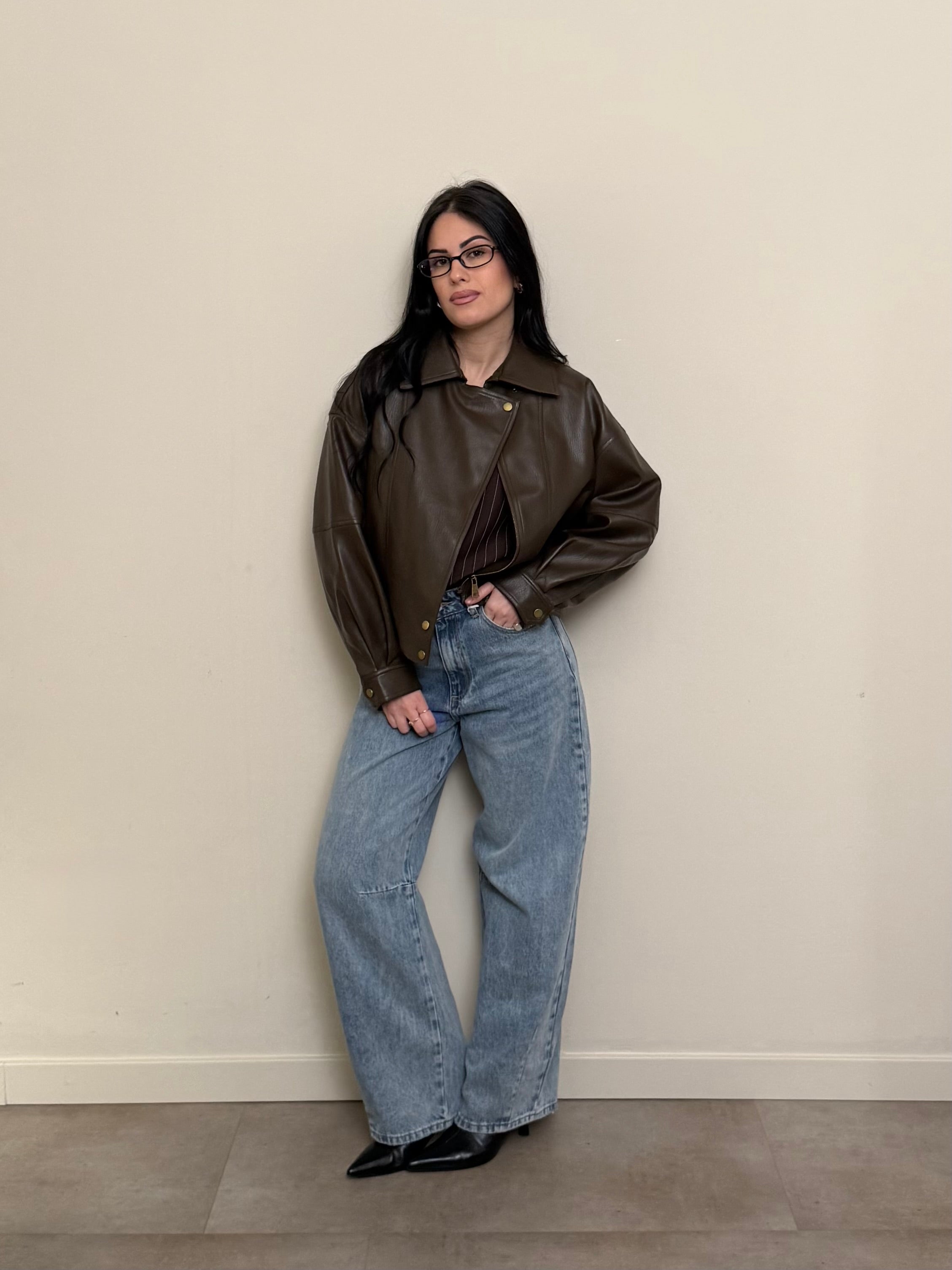 Bomber cioccolato ecopelle