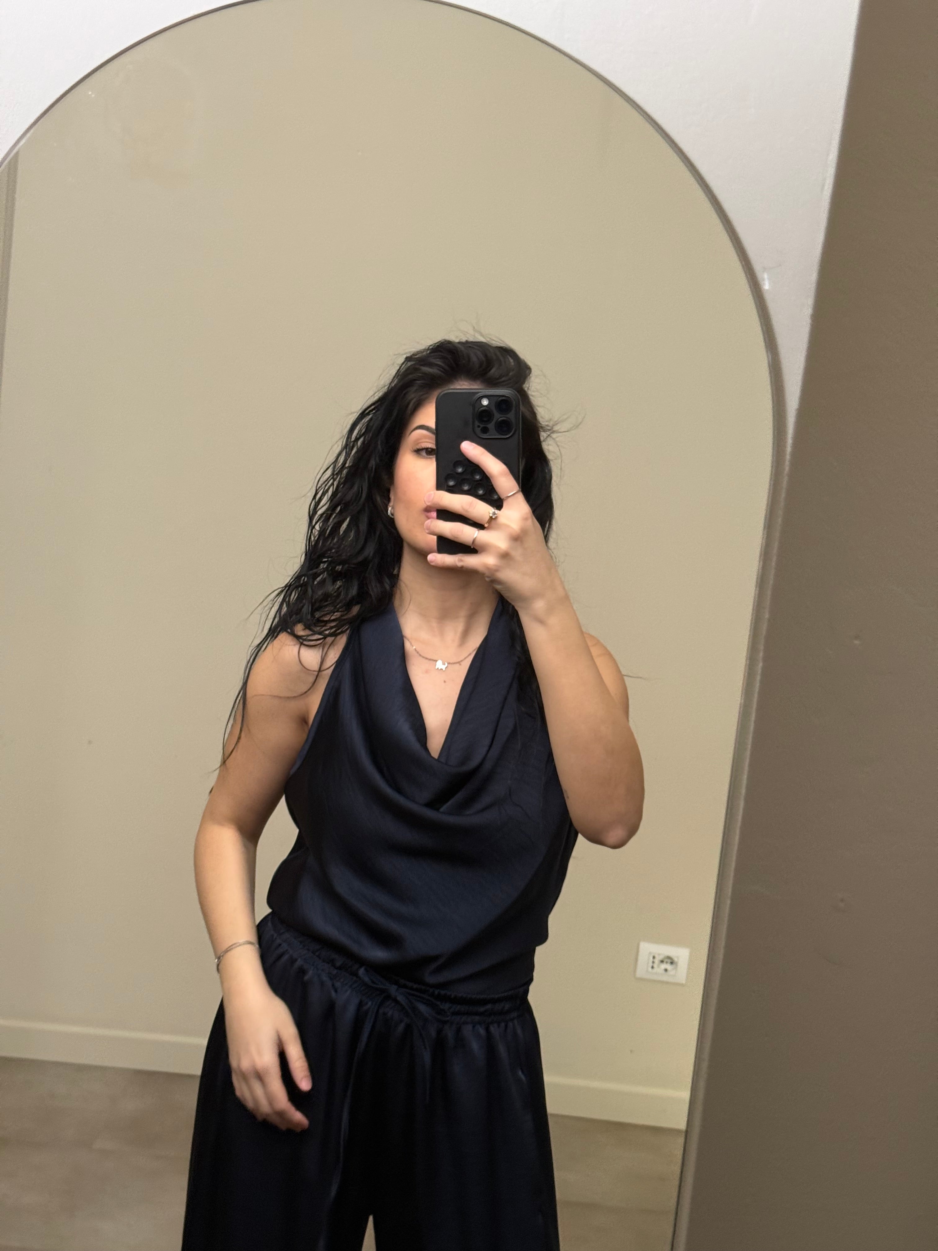 Coordinato satin blu