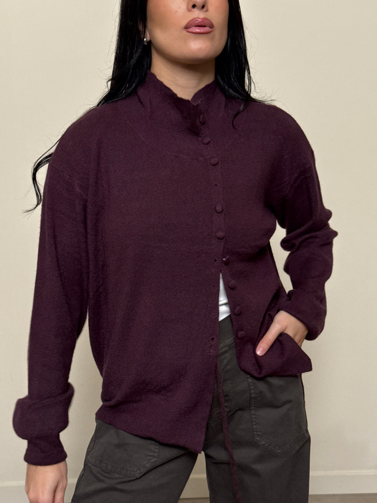 Cardigan bottoni vinaccia