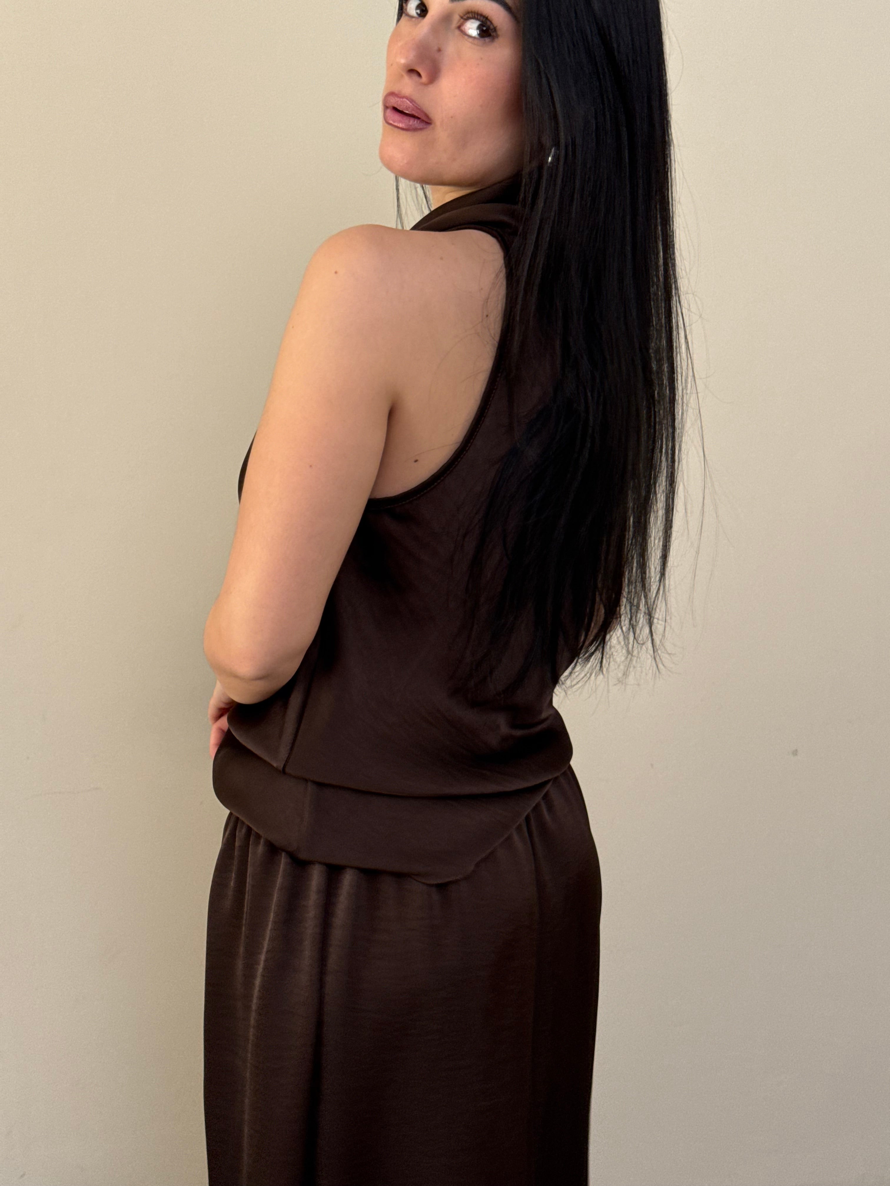 Coordinato satin marrone freddo