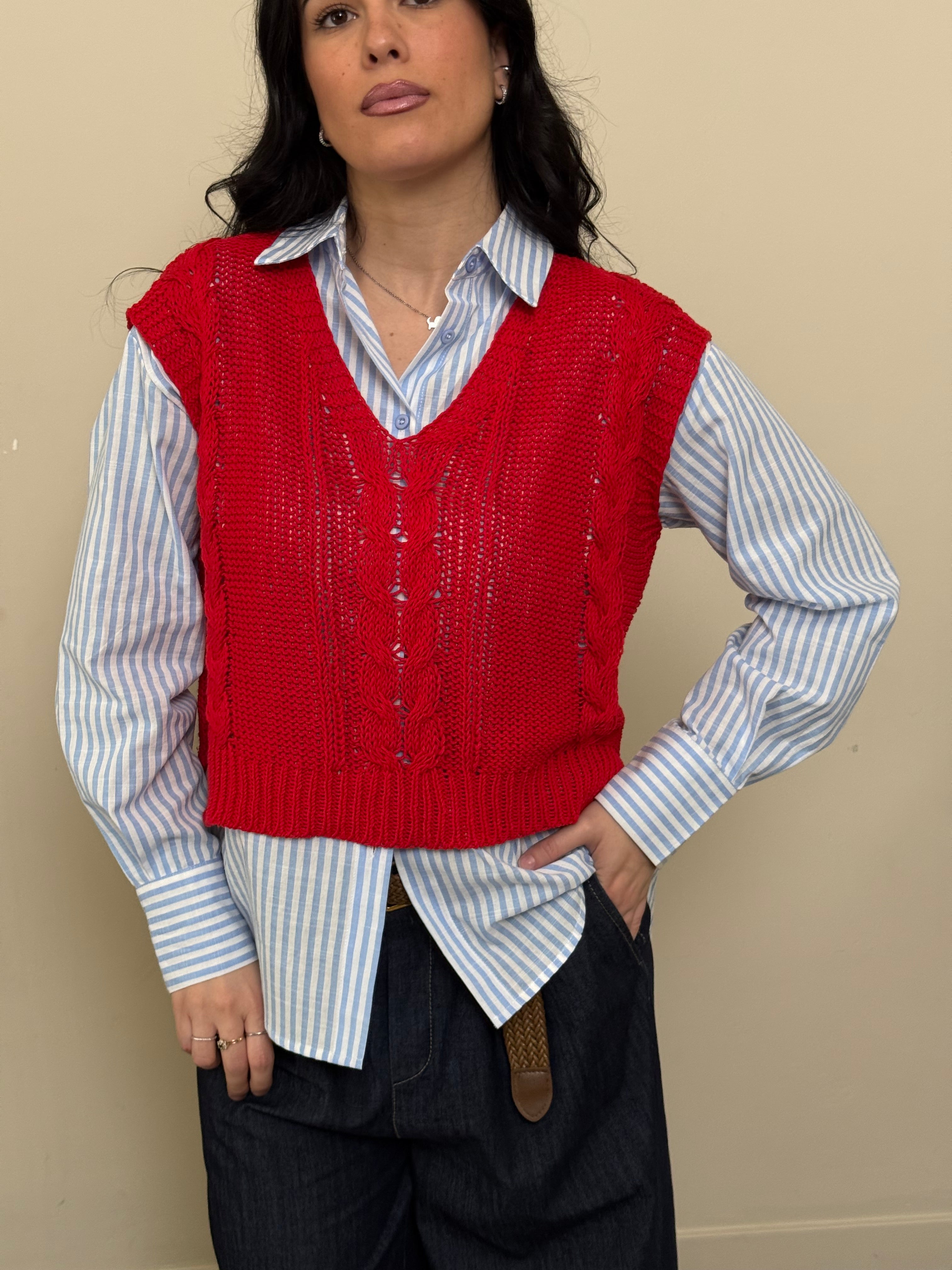 Gilet 100% cotone rosso caldo