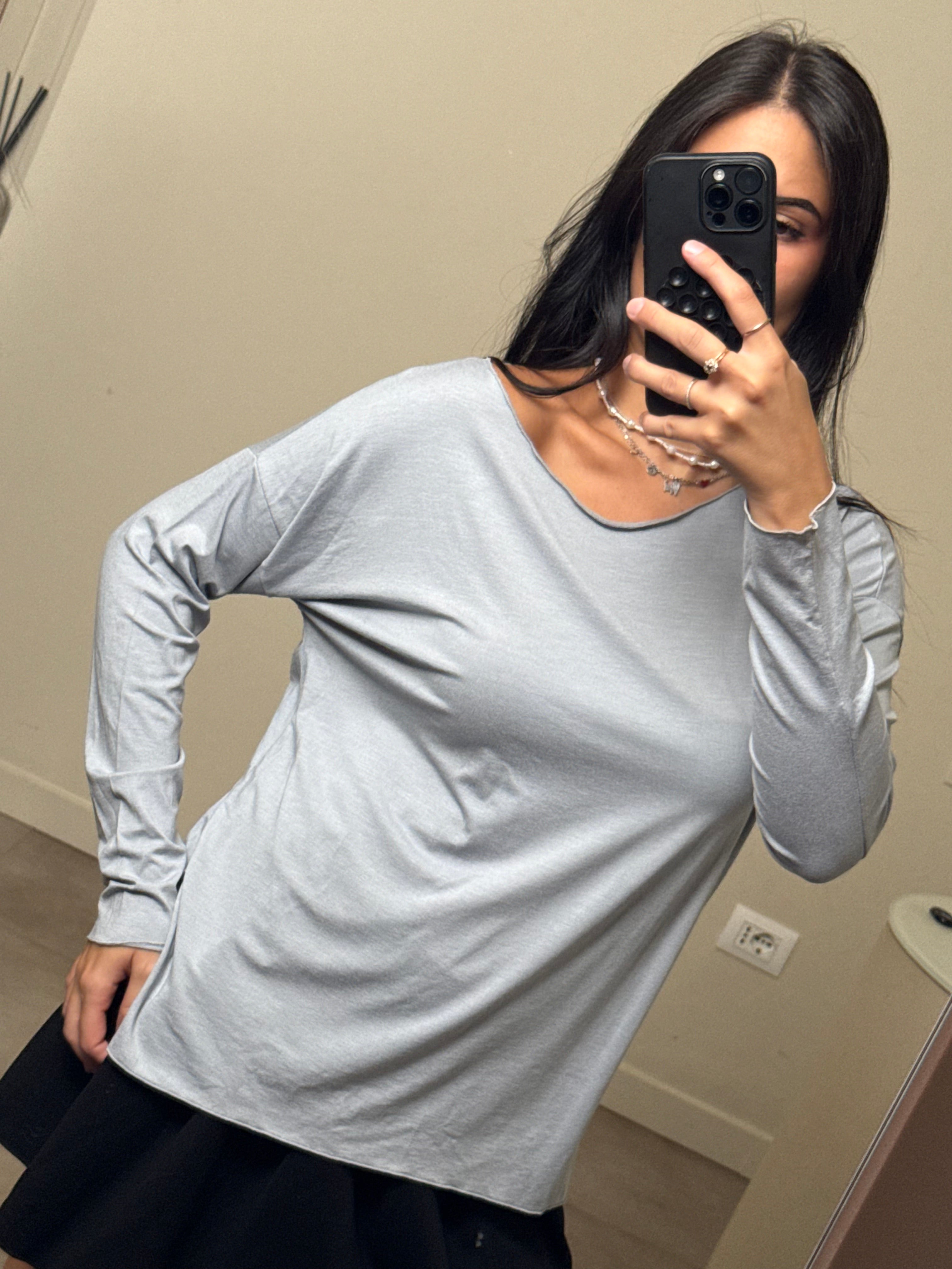 Maglia viscosa basic grigio