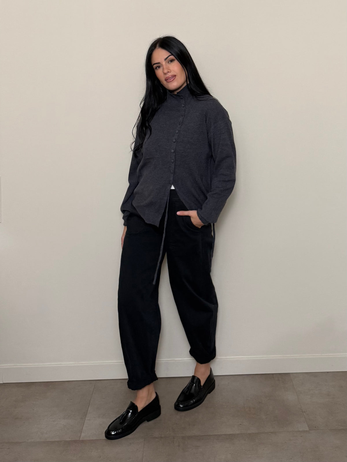 Cardigan bottoni grigio