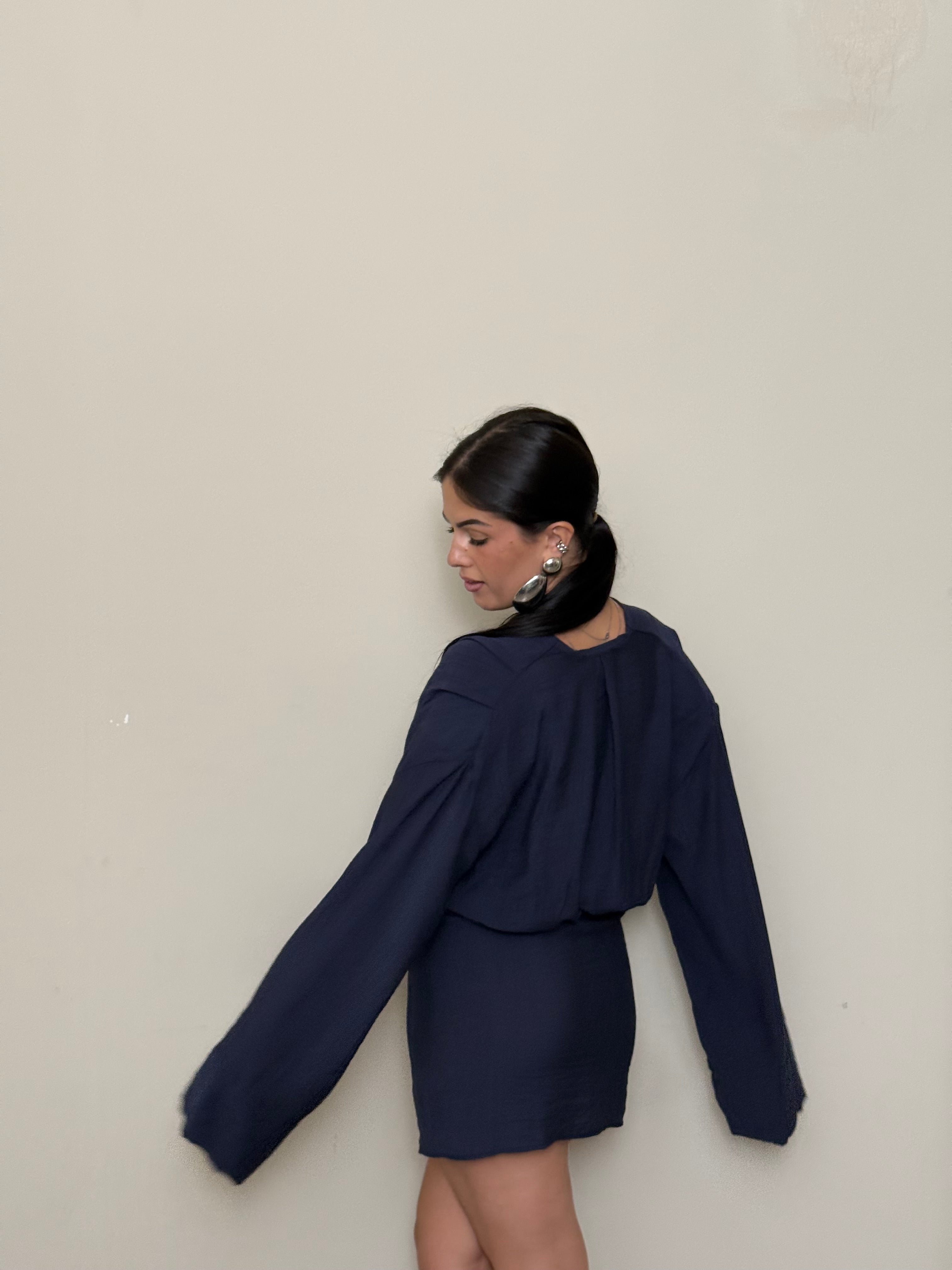 Mini dress manica lunga blu