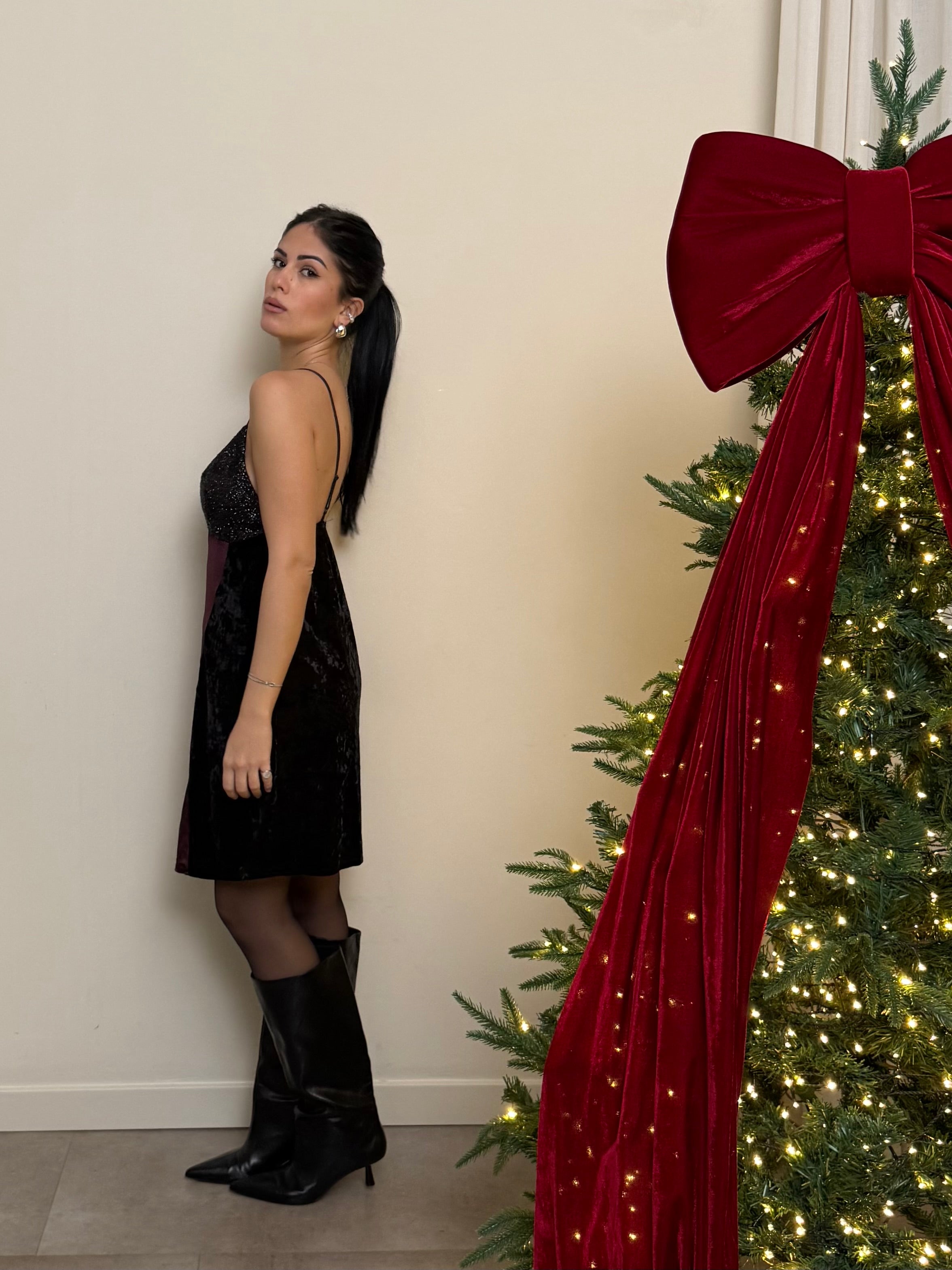 Abito bretella velluto