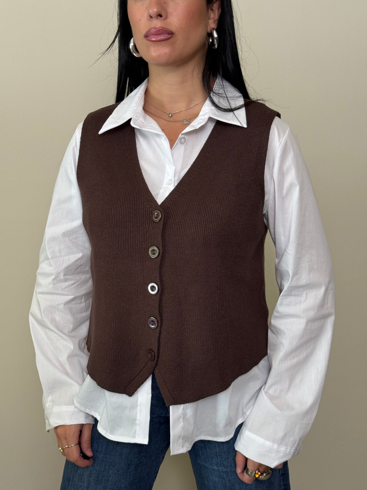 Gilet viscosa cioccolato