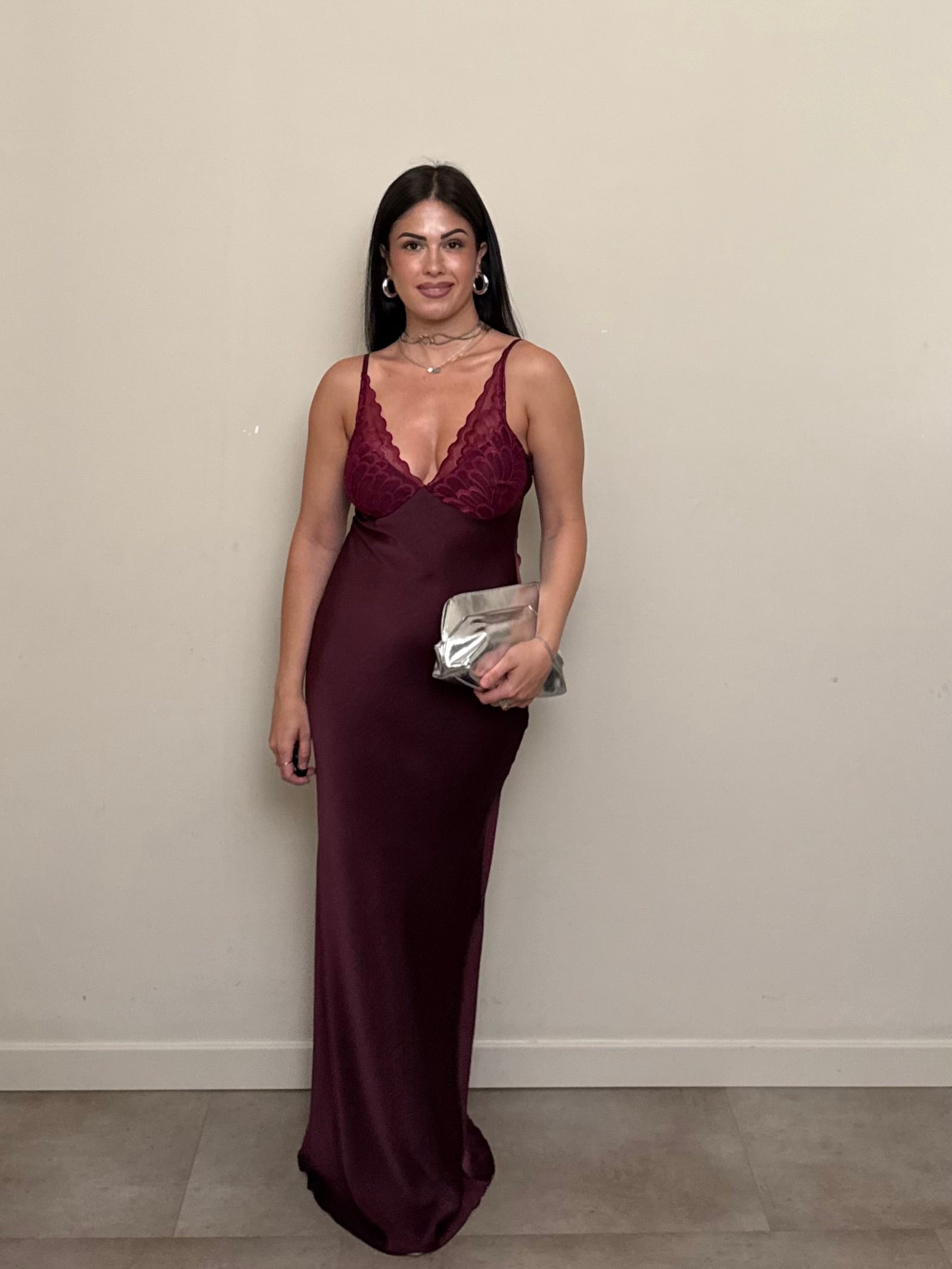 Abito pizzo bordeaux