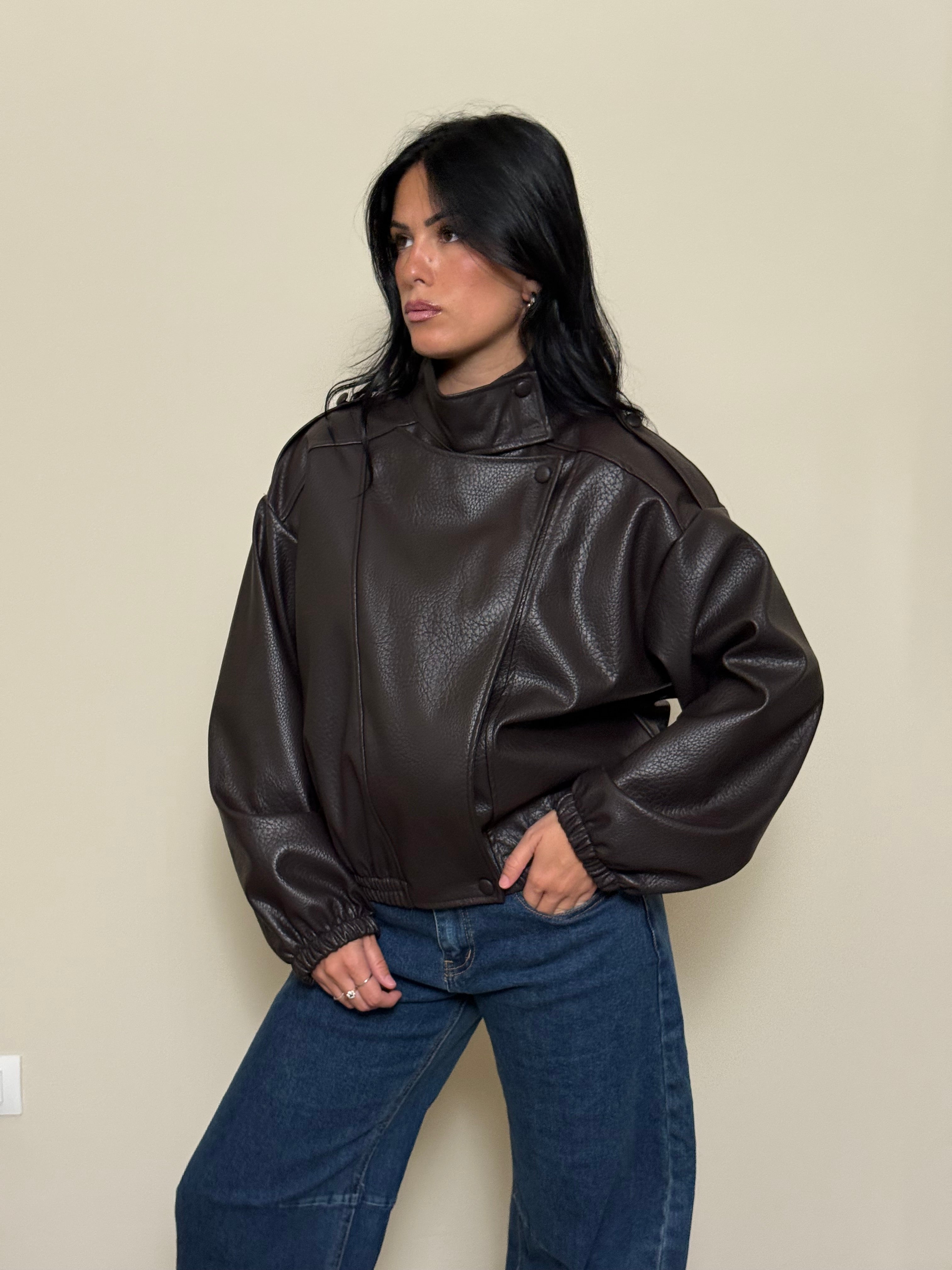 Bomber ecopelle testa di moro