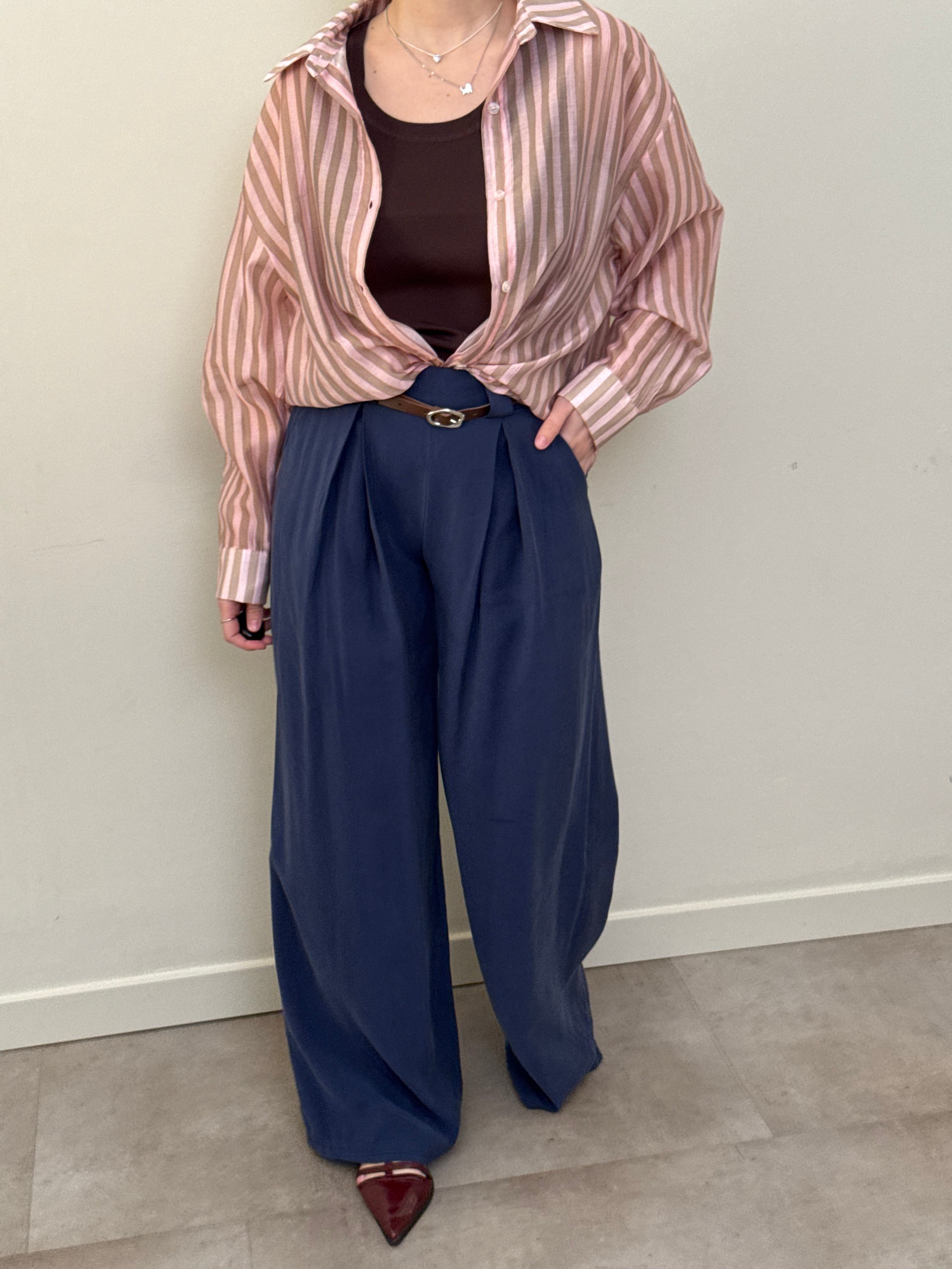 Pantalone viscosa blu