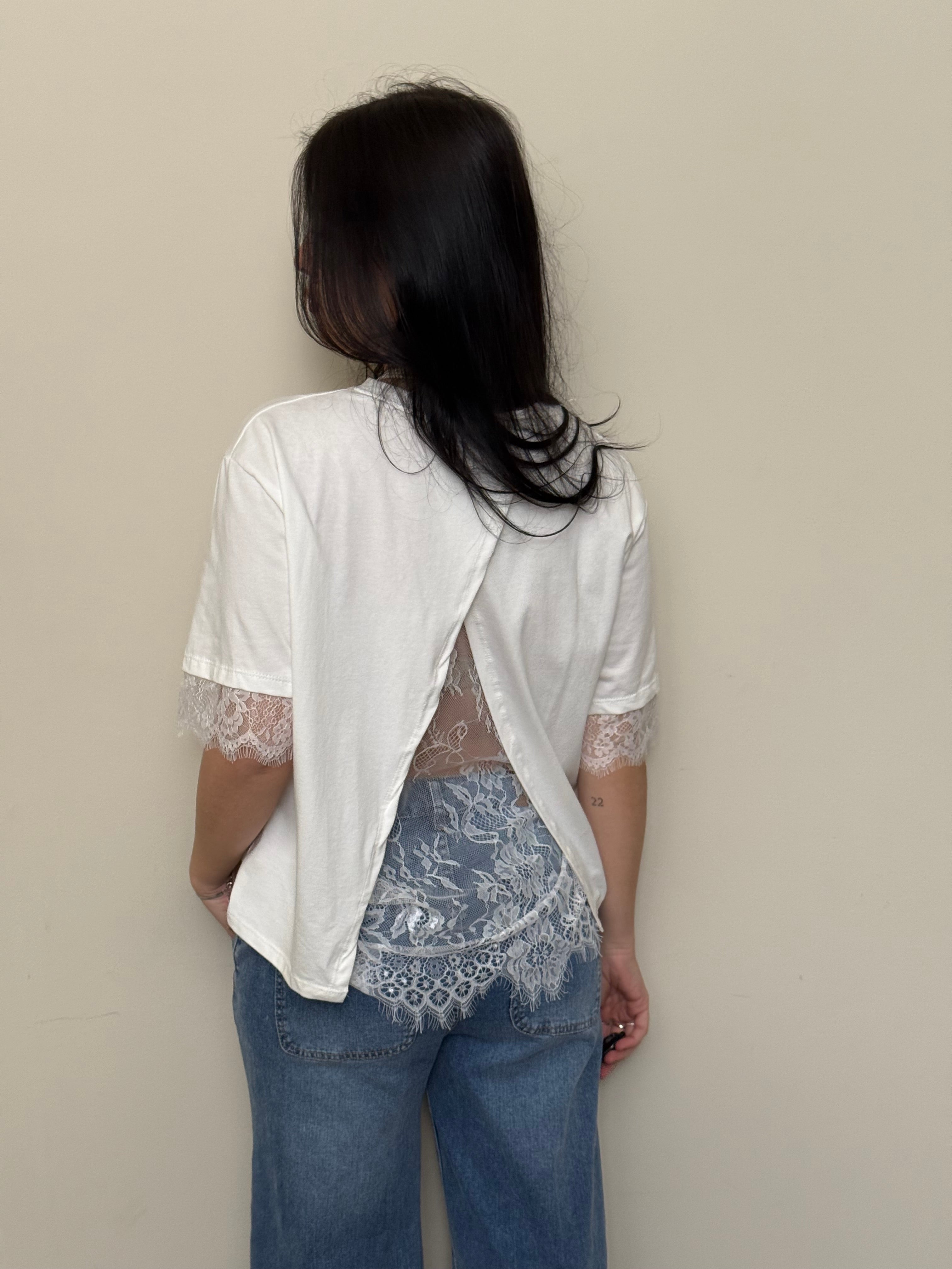 T-shirt pizzo bianco freddo