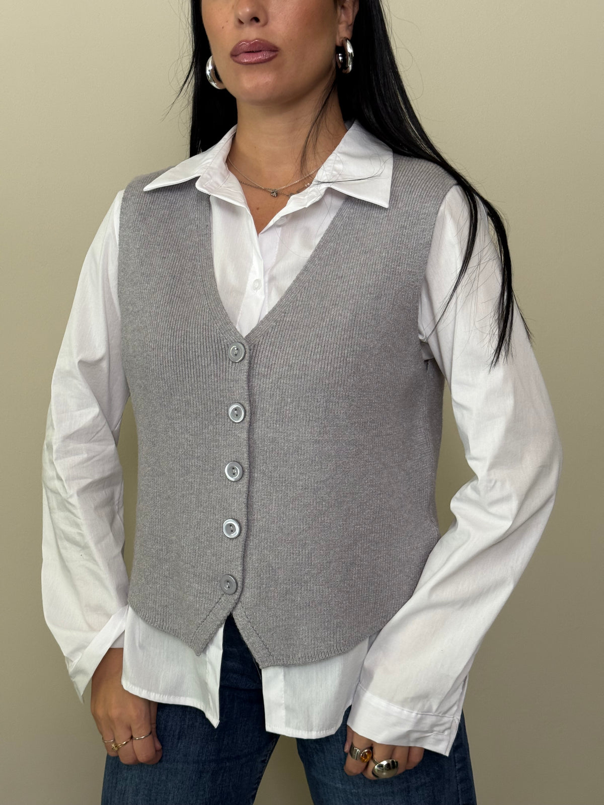 Gilet viscosa grigio