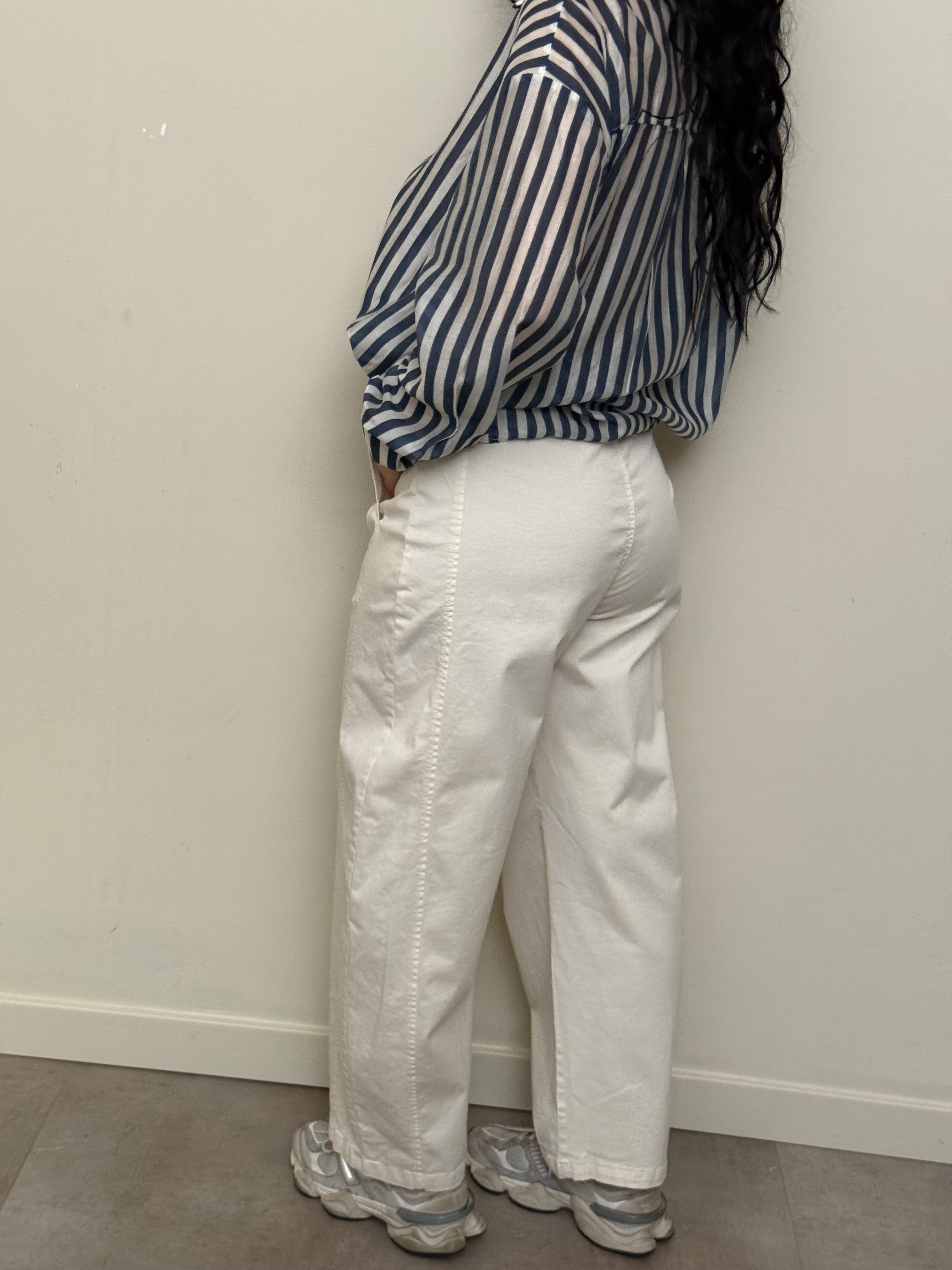 Pantalone baggy cotone burro