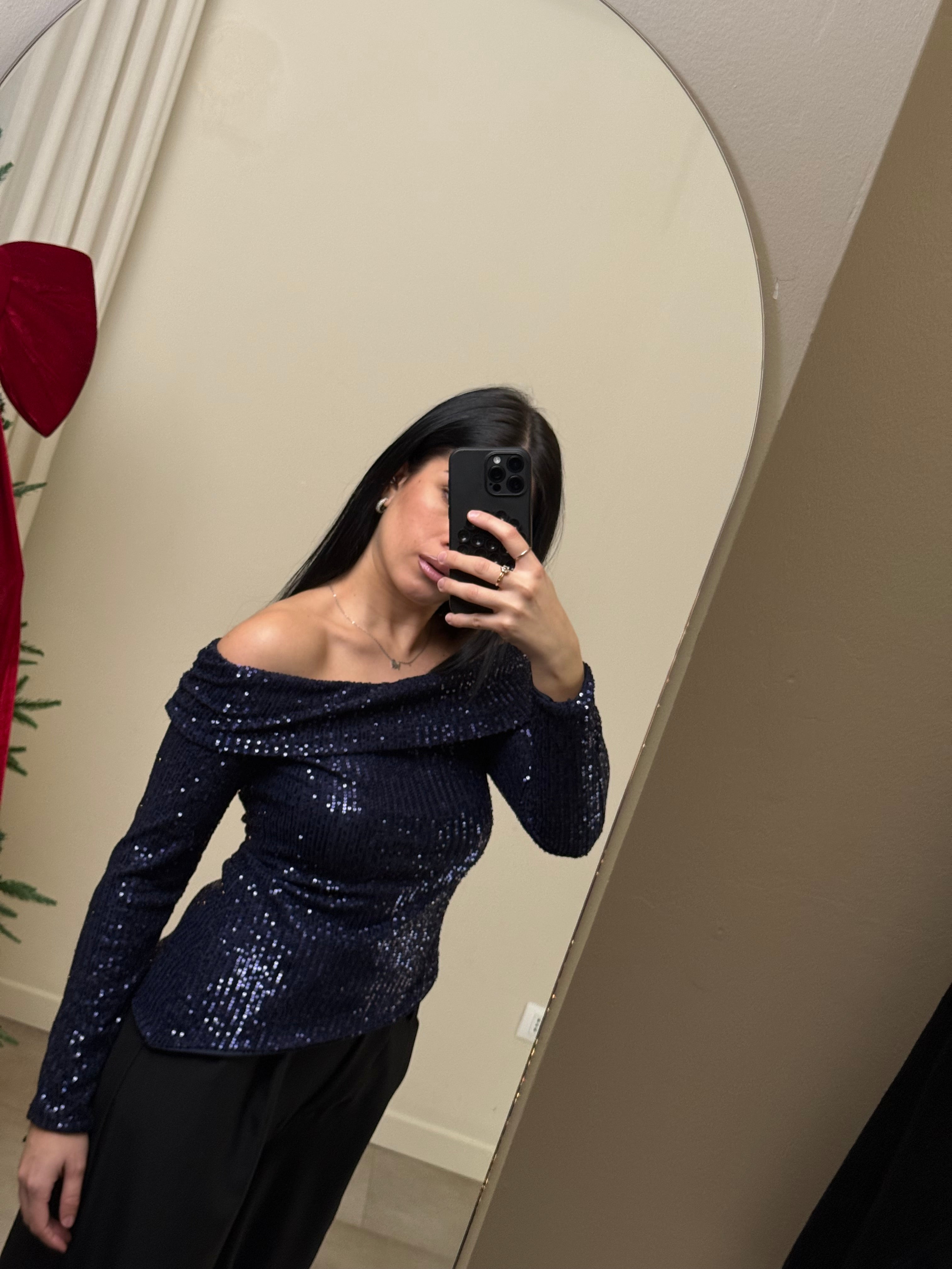 Maglia barchetta paillettes