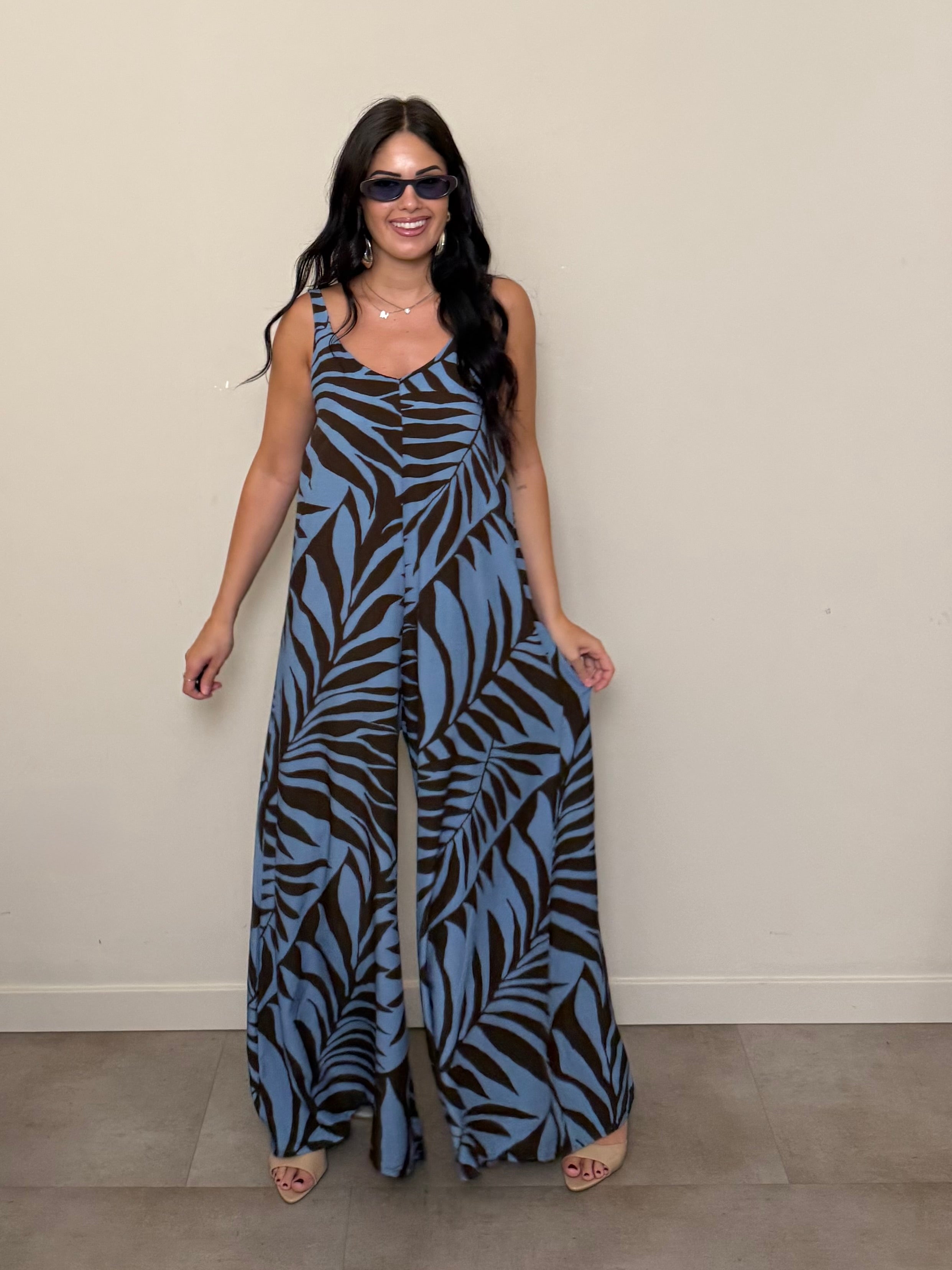 Jumpsuit viscosa azzurro