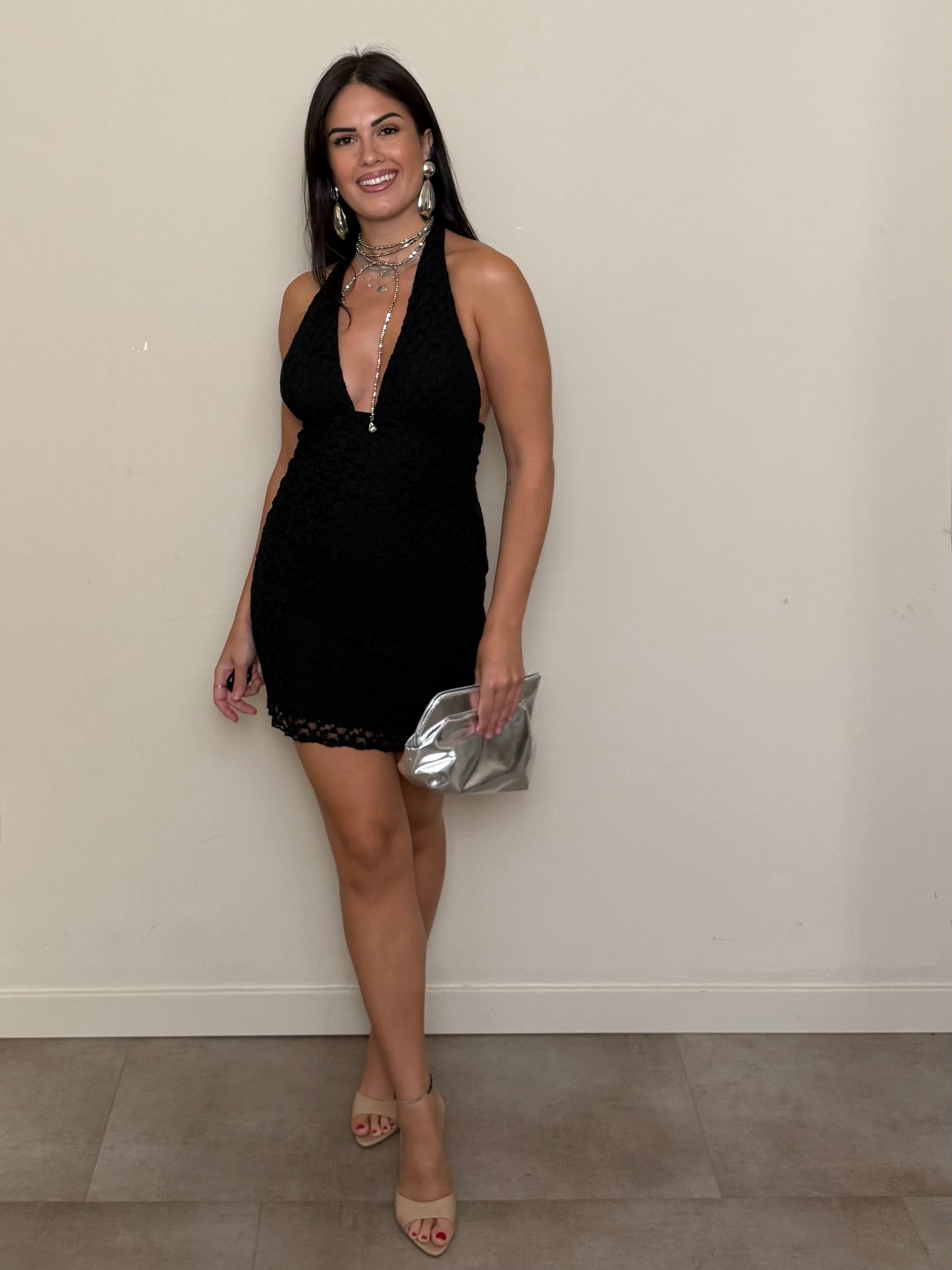 Mini dress pizzo nero
