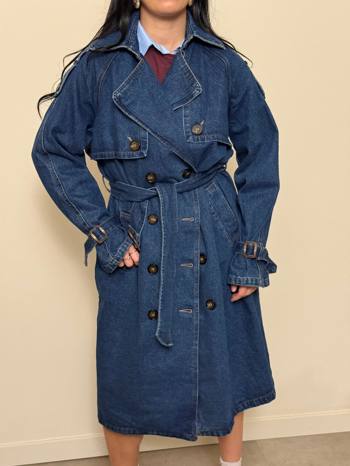 Trench lungo di jeans