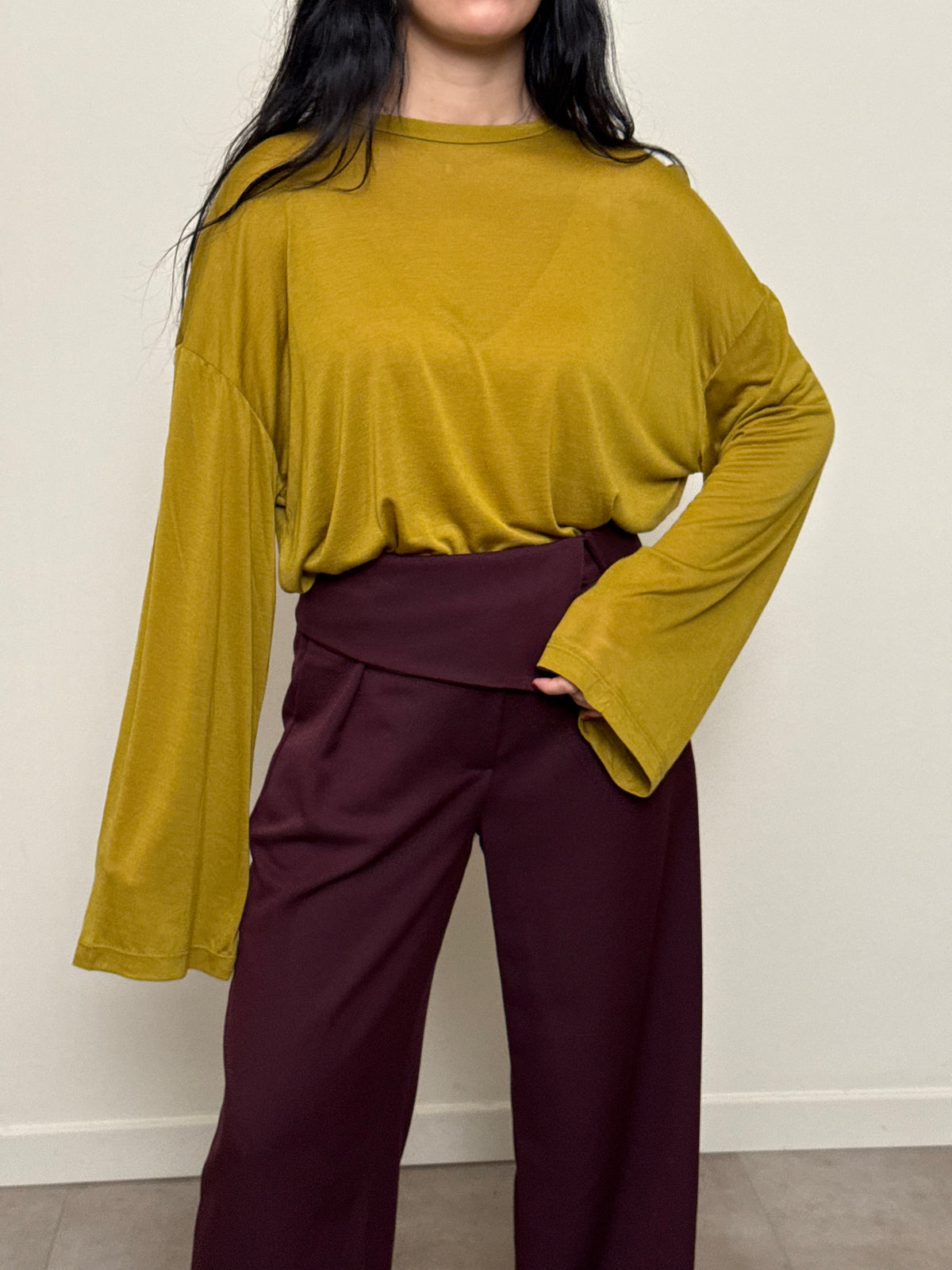 Maglia tencel e lana olio