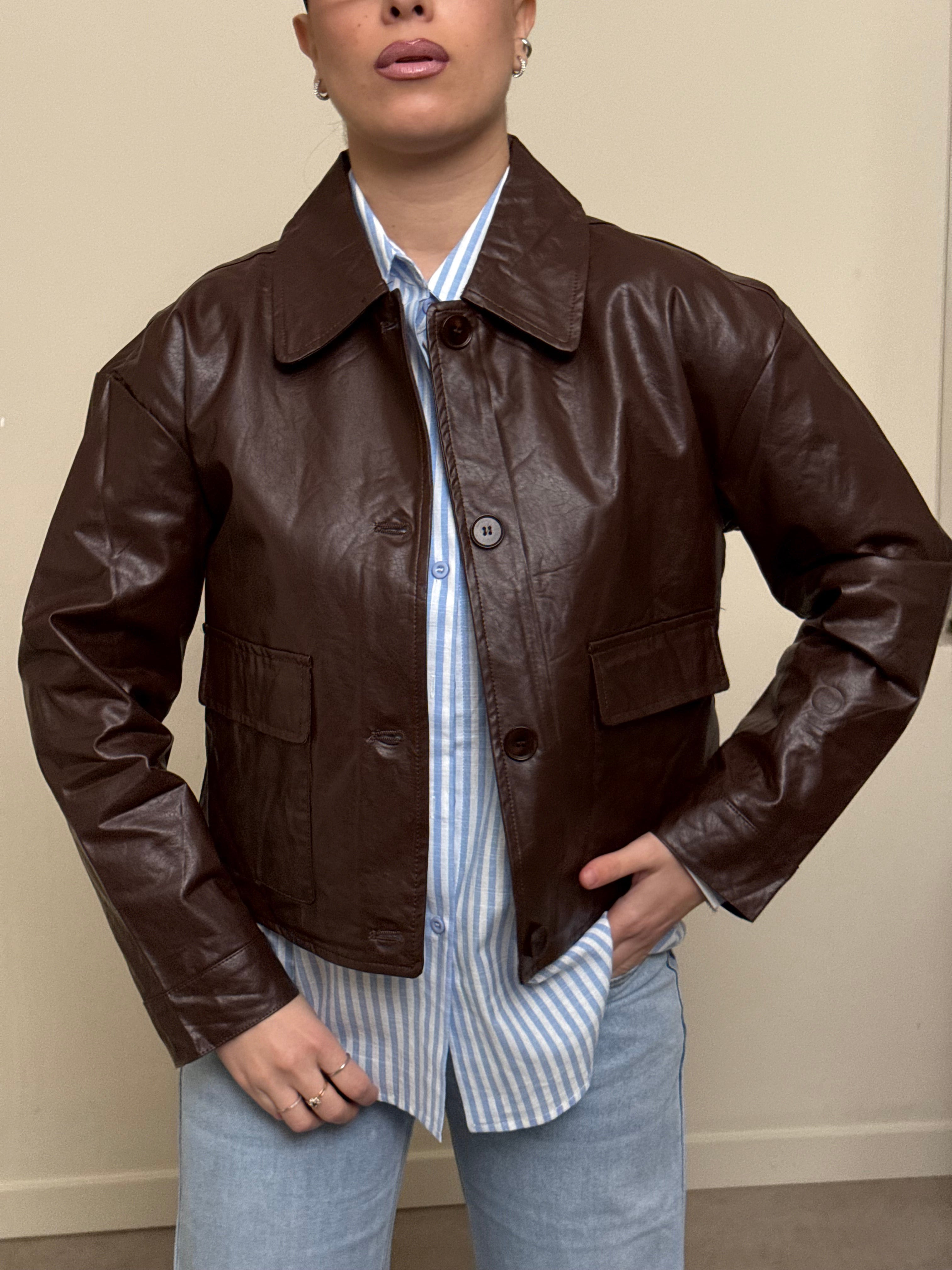 Giacca ecopelle cioccolato