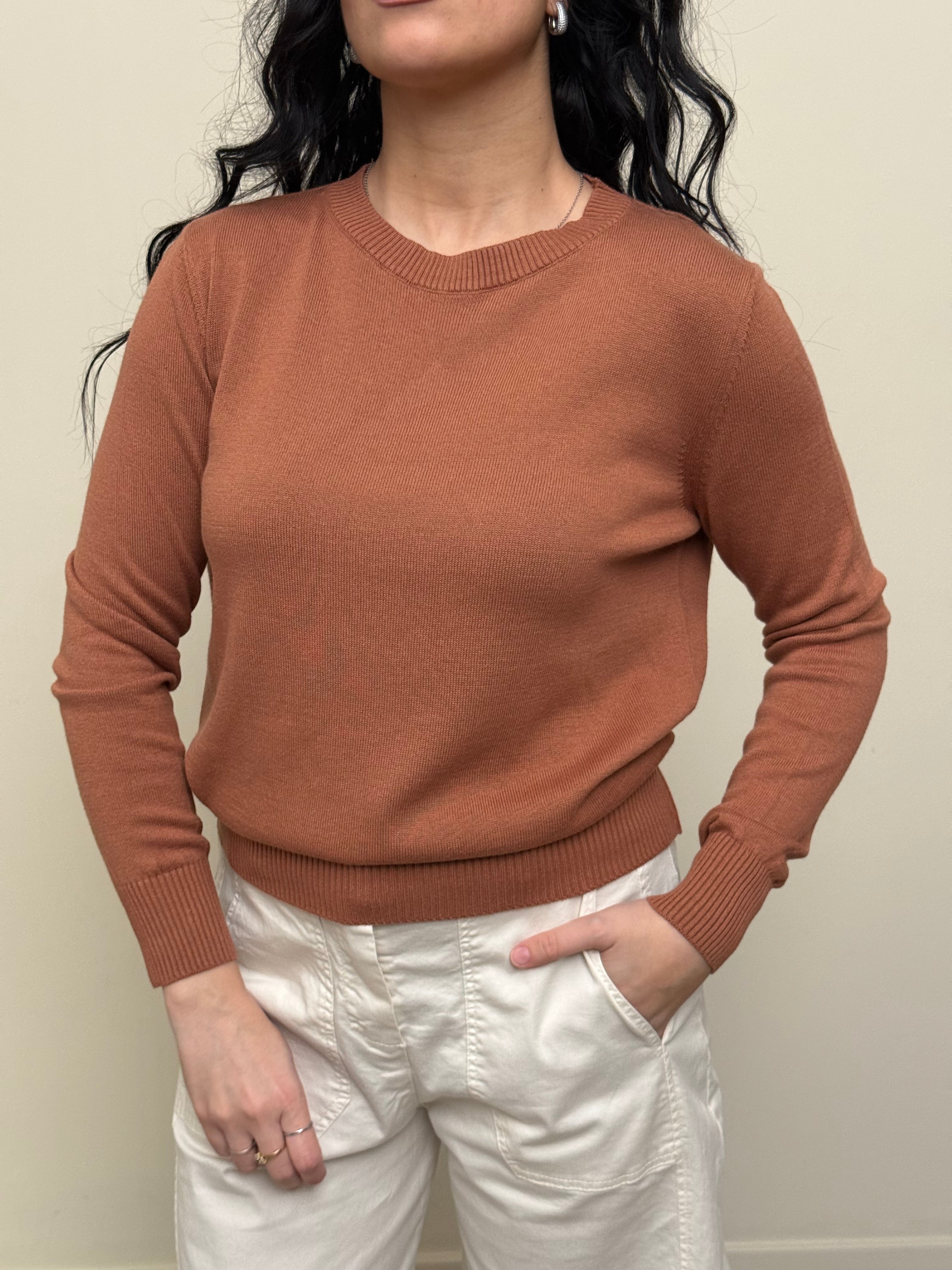 Maglia 100% cotone cuoio