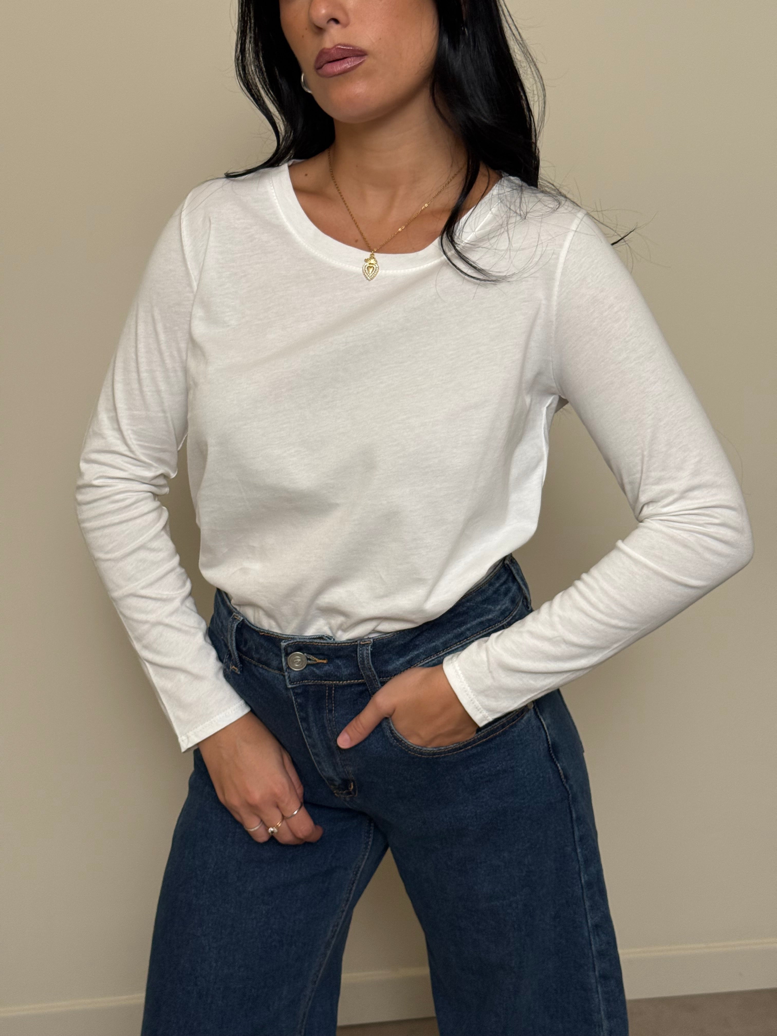 Maglia basic slim bianco freddo