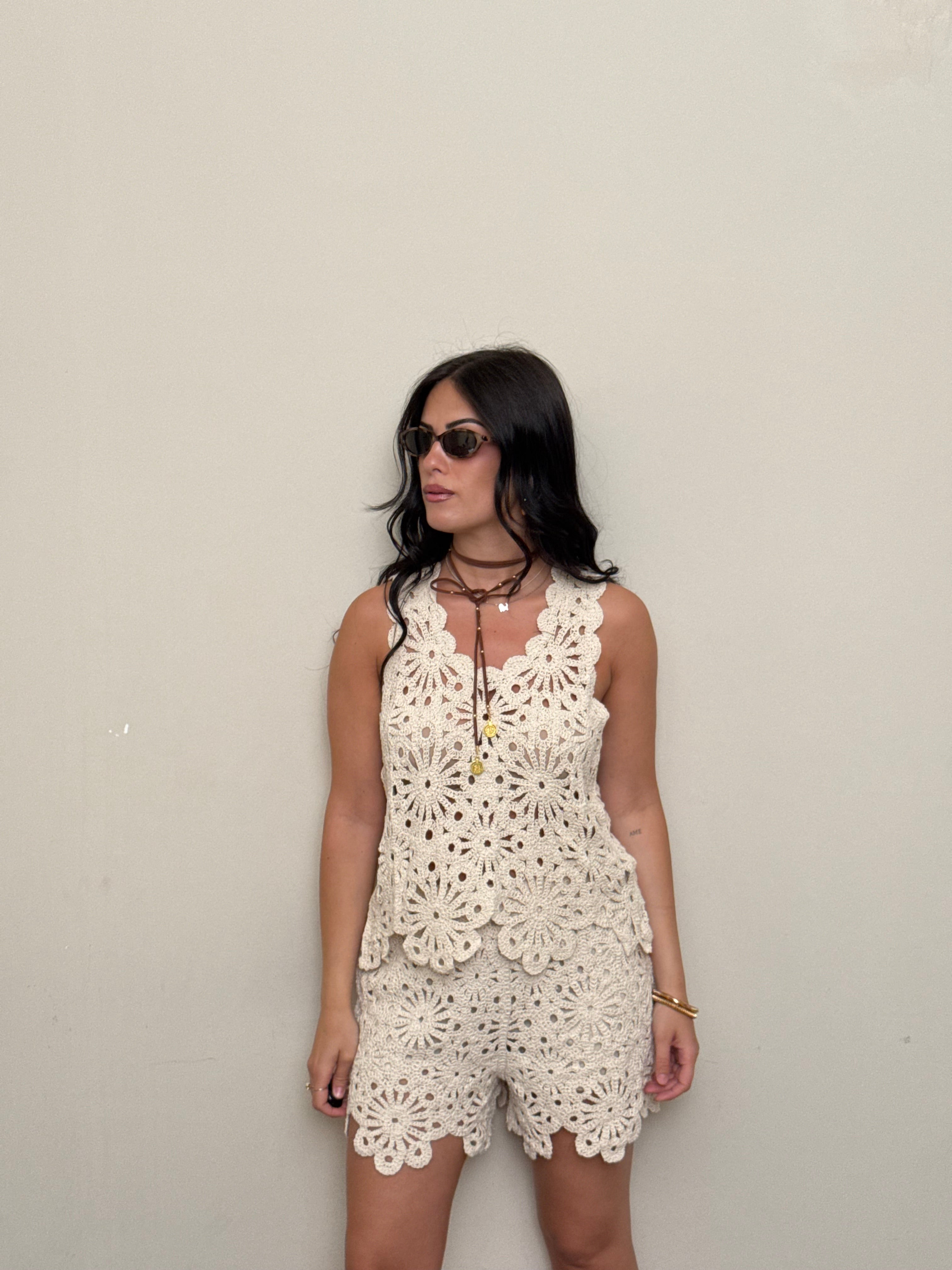Coordinato crochet panna