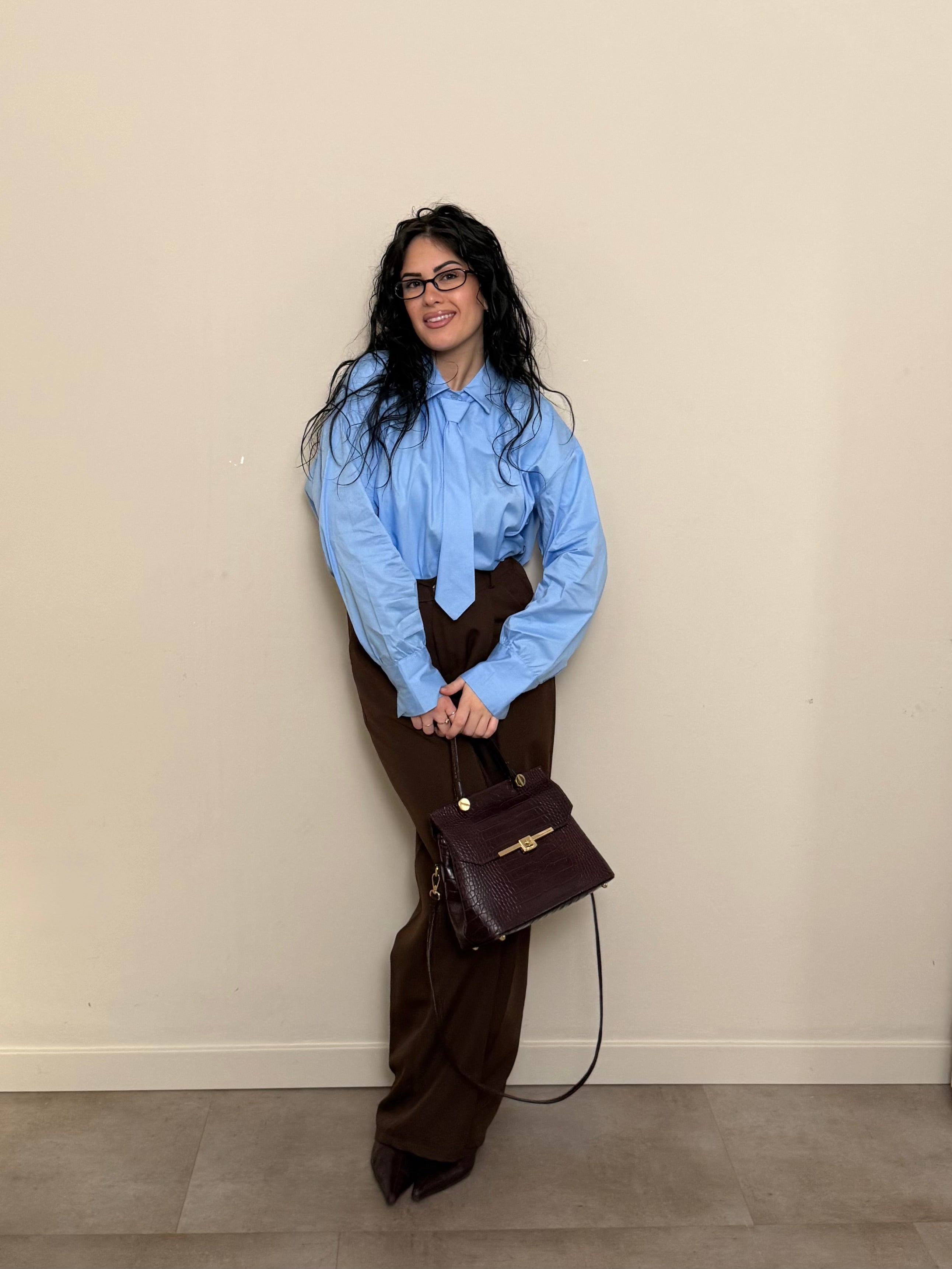 Camicia cravatta azzurro