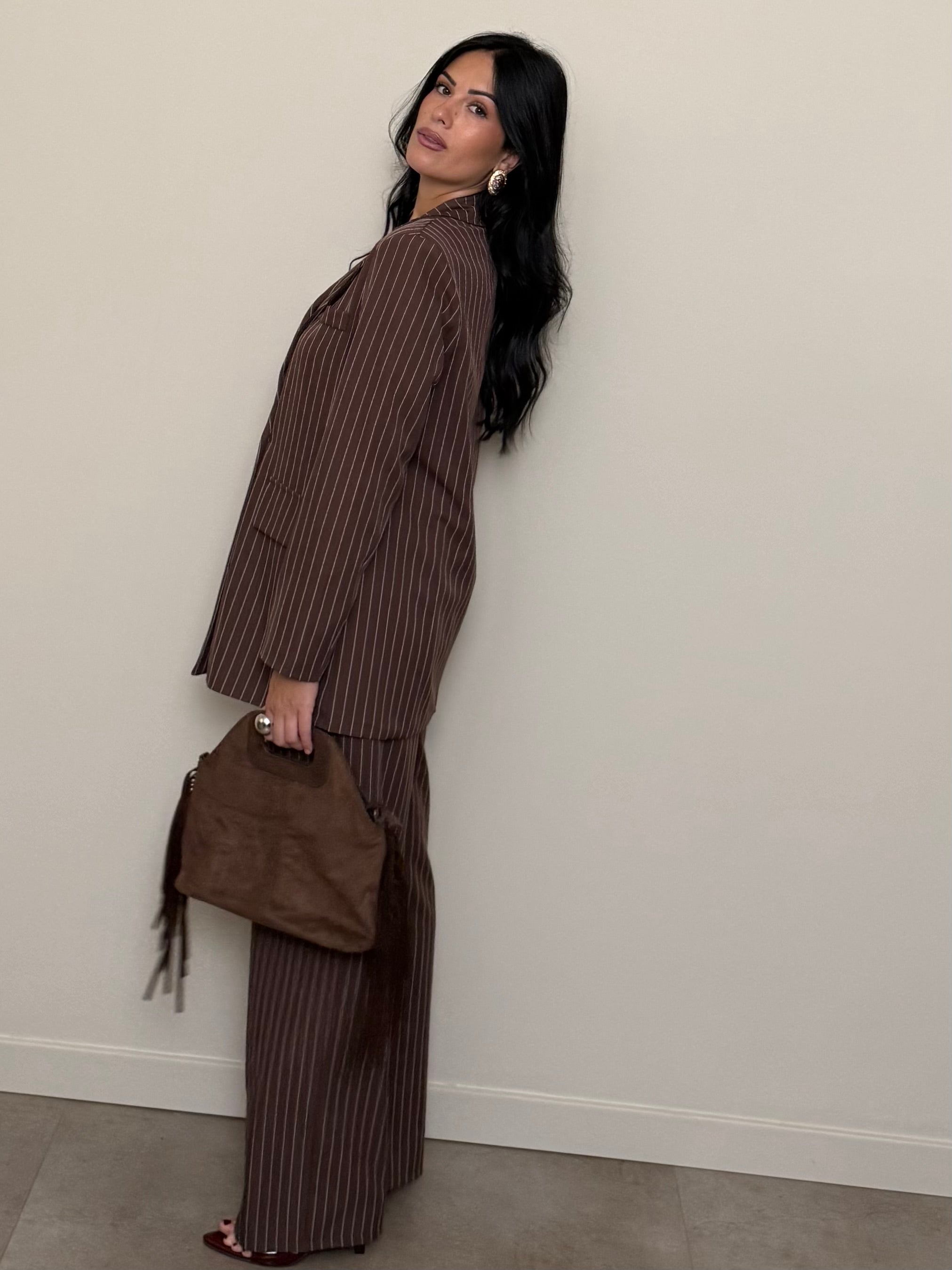 Tailleur gessato cioccolato