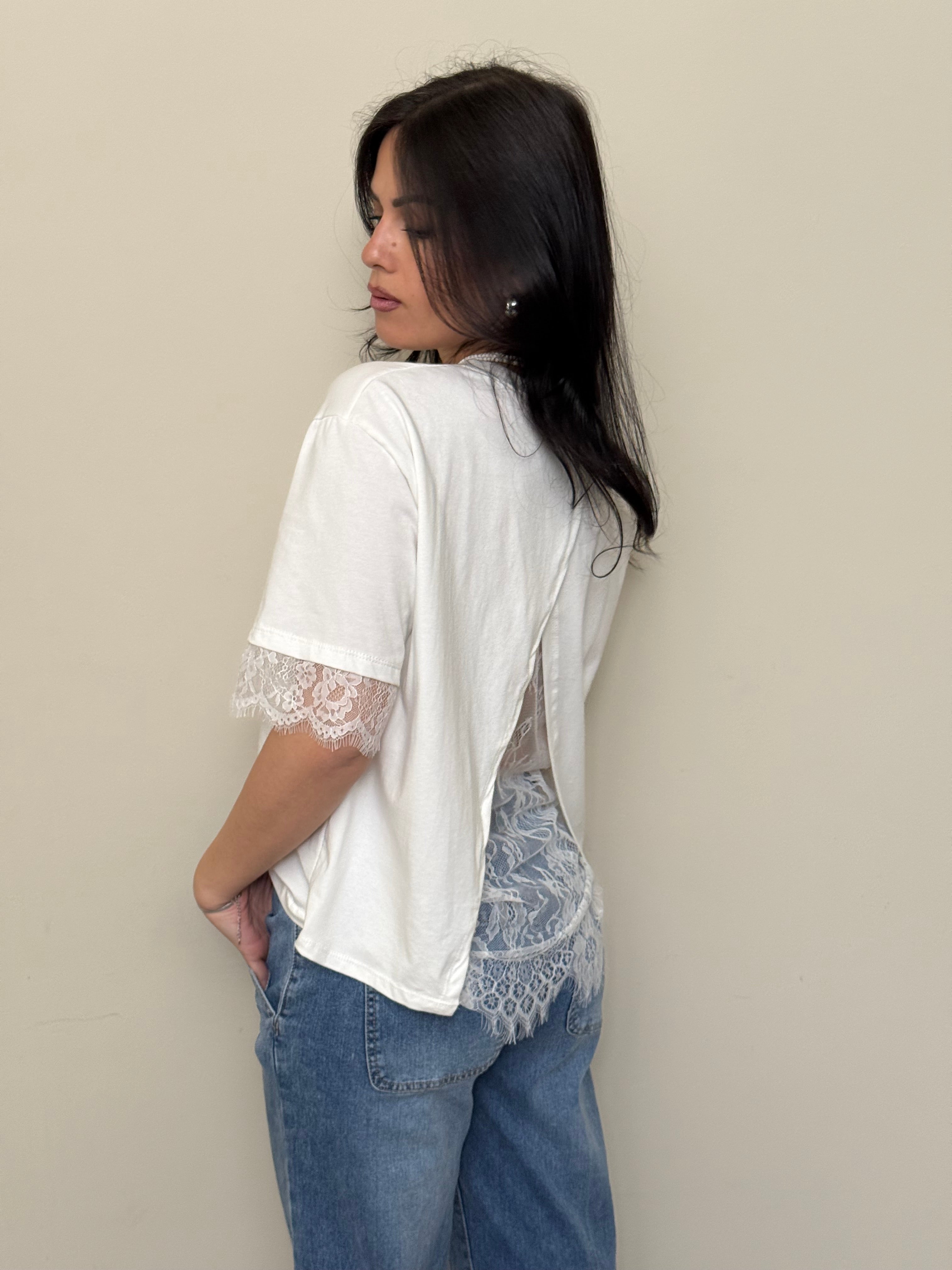 T-shirt pizzo bianco freddo