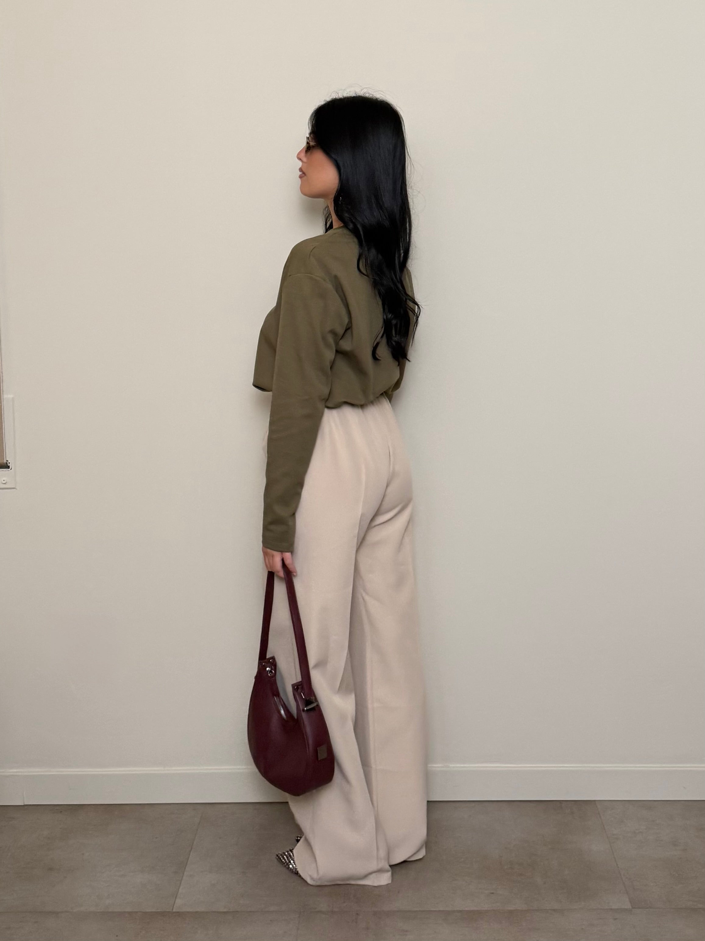 Pantalone palazzo basic panna