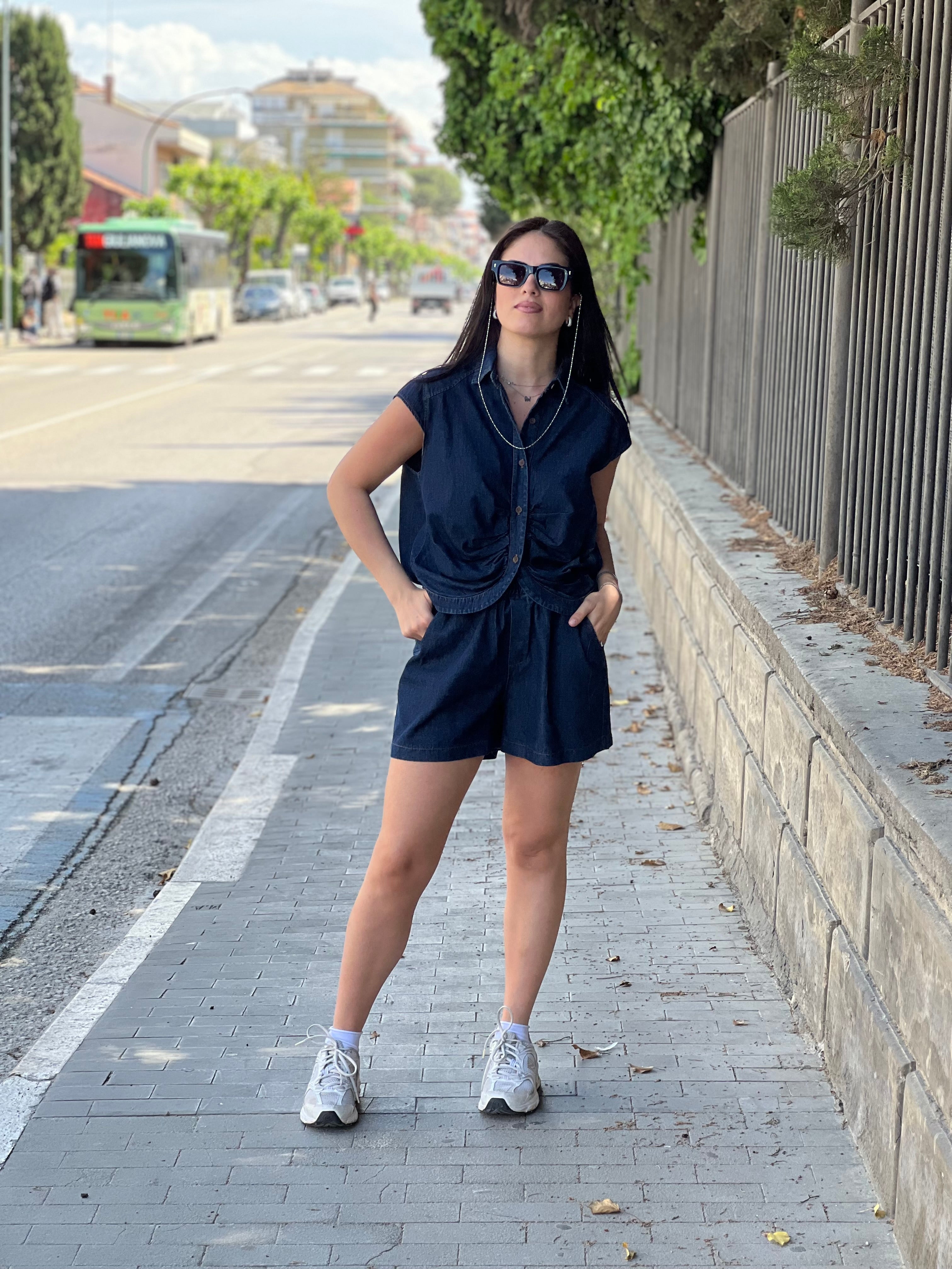 Coordinato shorts jeans