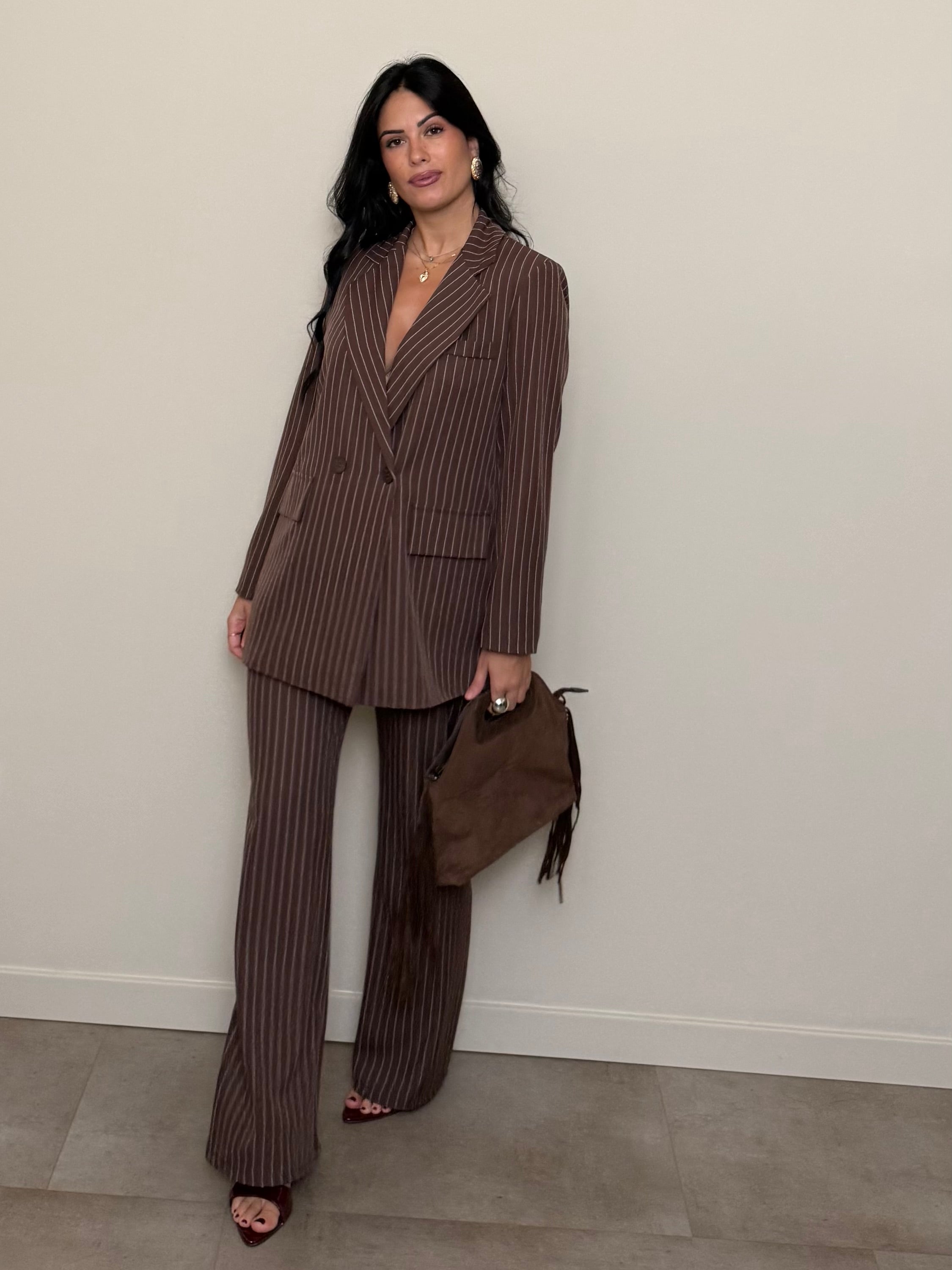Tailleur gessato cioccolato