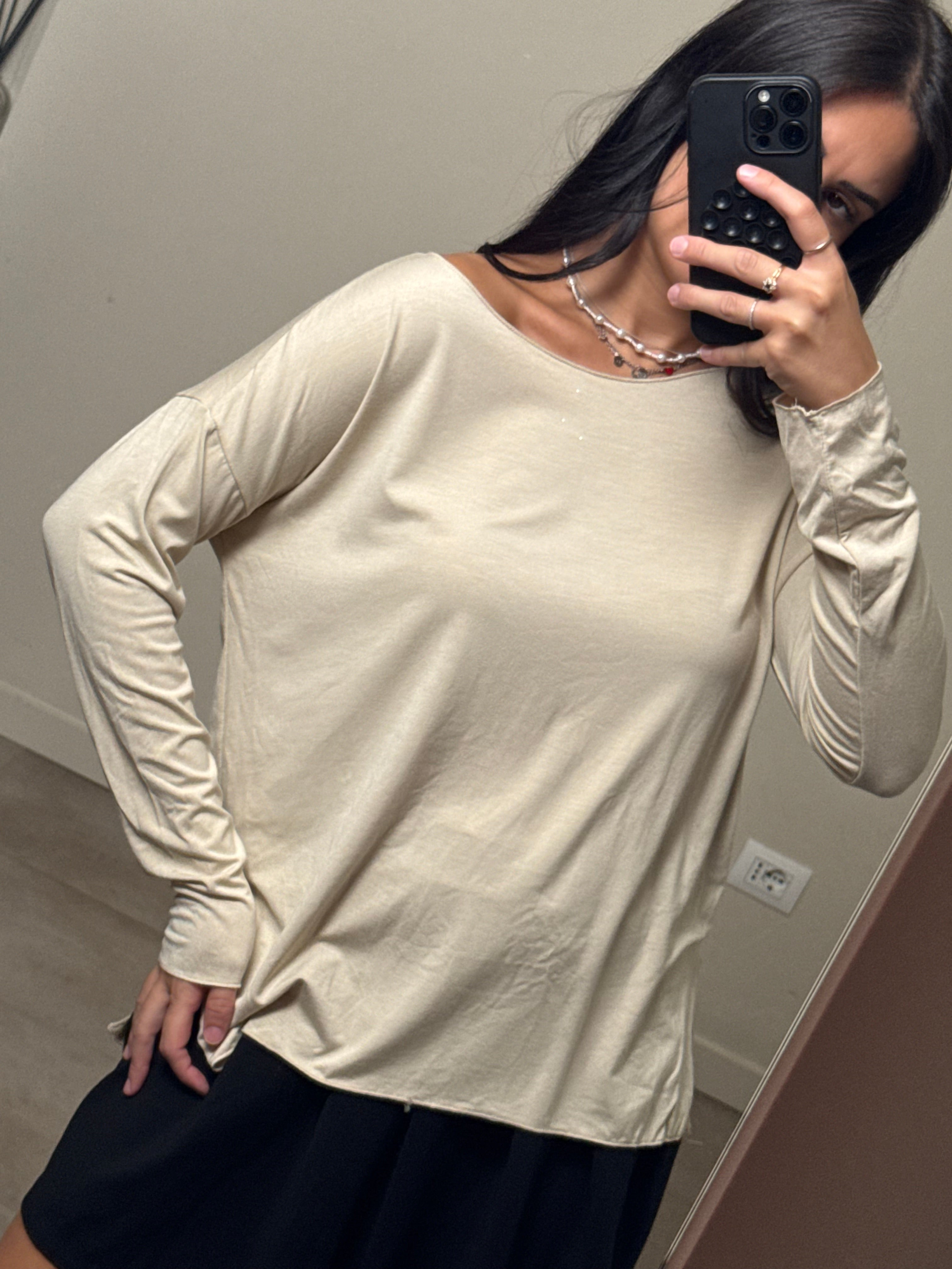 Maglia viscosa basic beige
