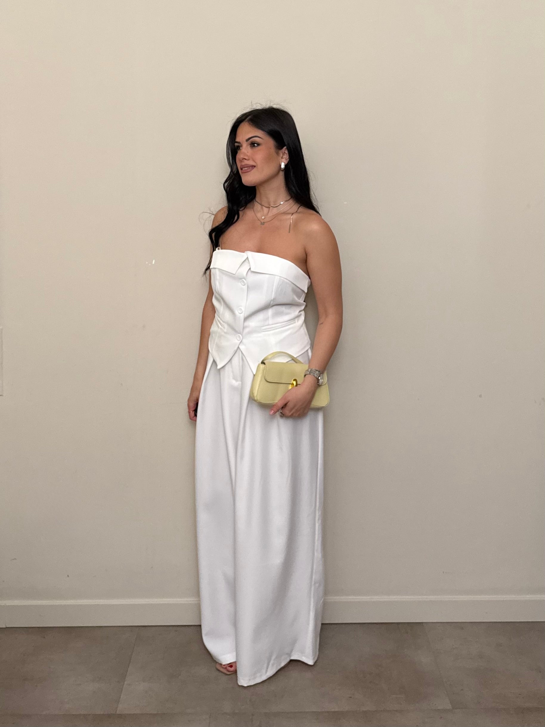 Tailleur corpetto bianco freddo