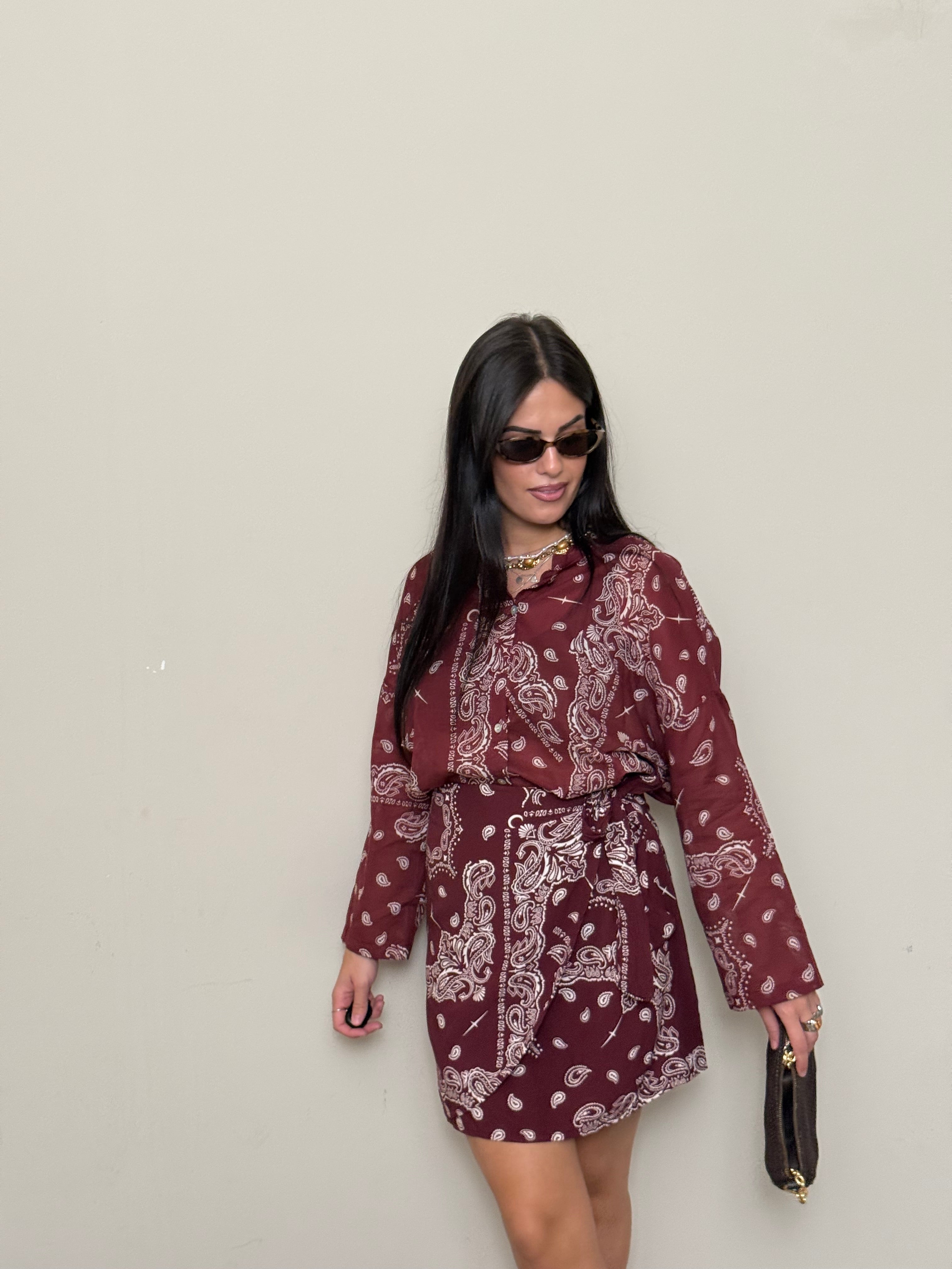 Coordinato pareo bandana bordeaux
