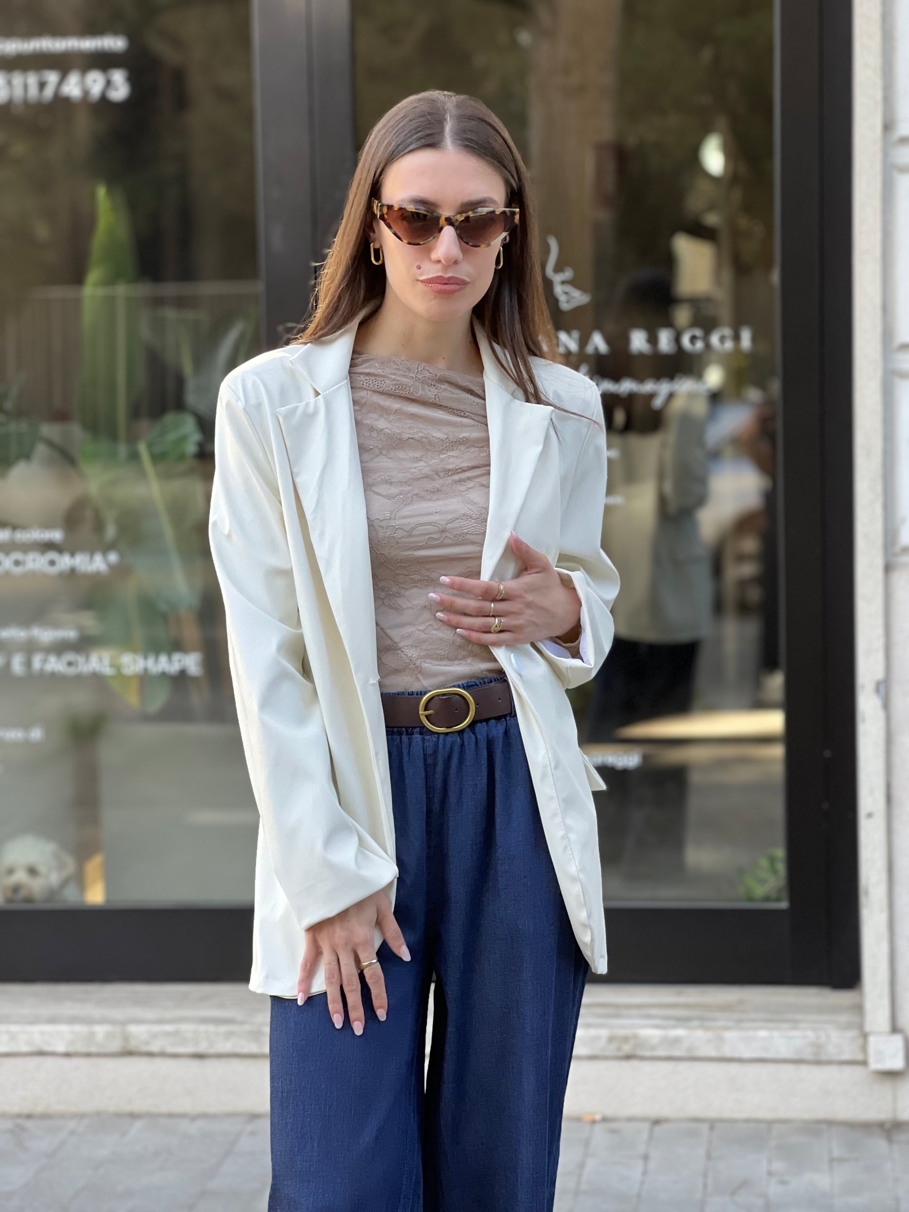 Blazer ecopelle panna