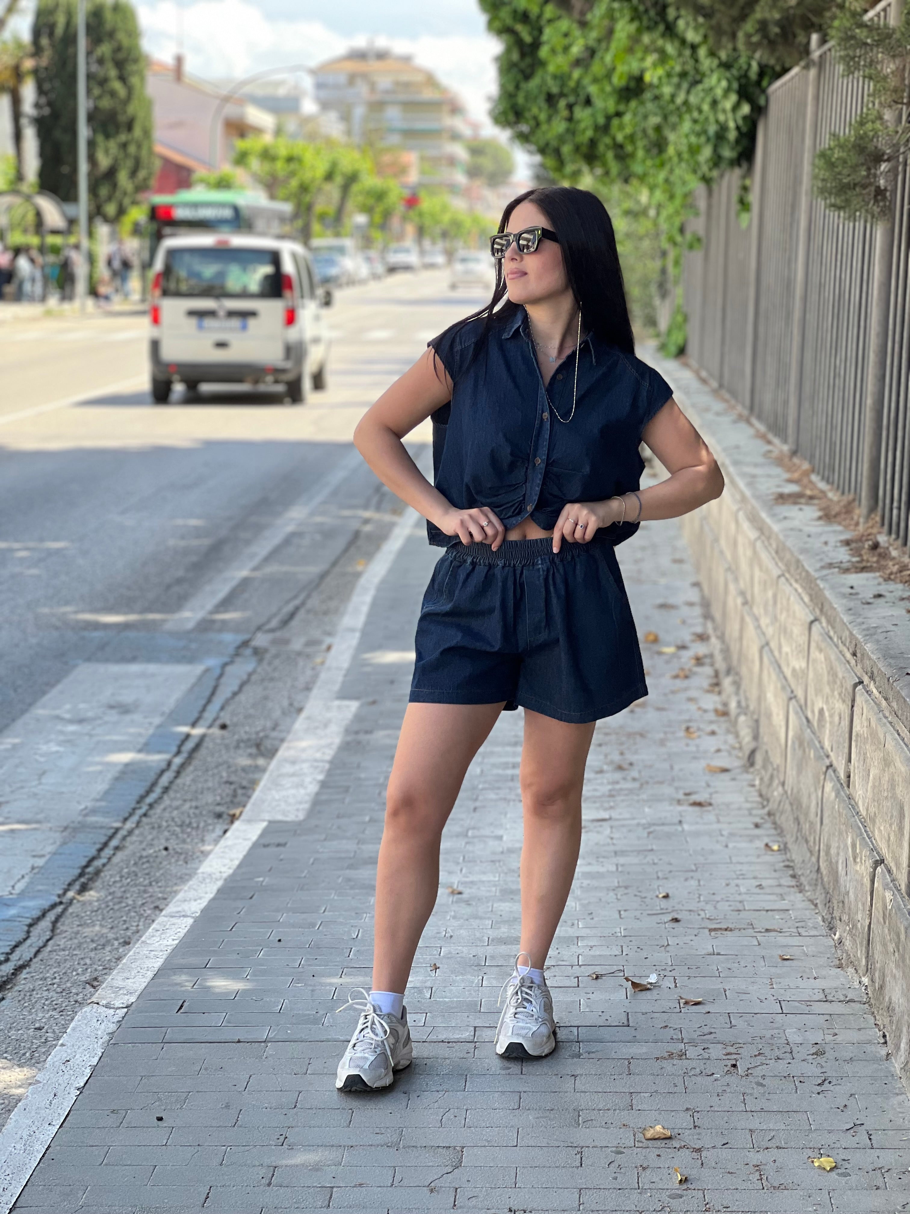 Coordinato shorts jeans