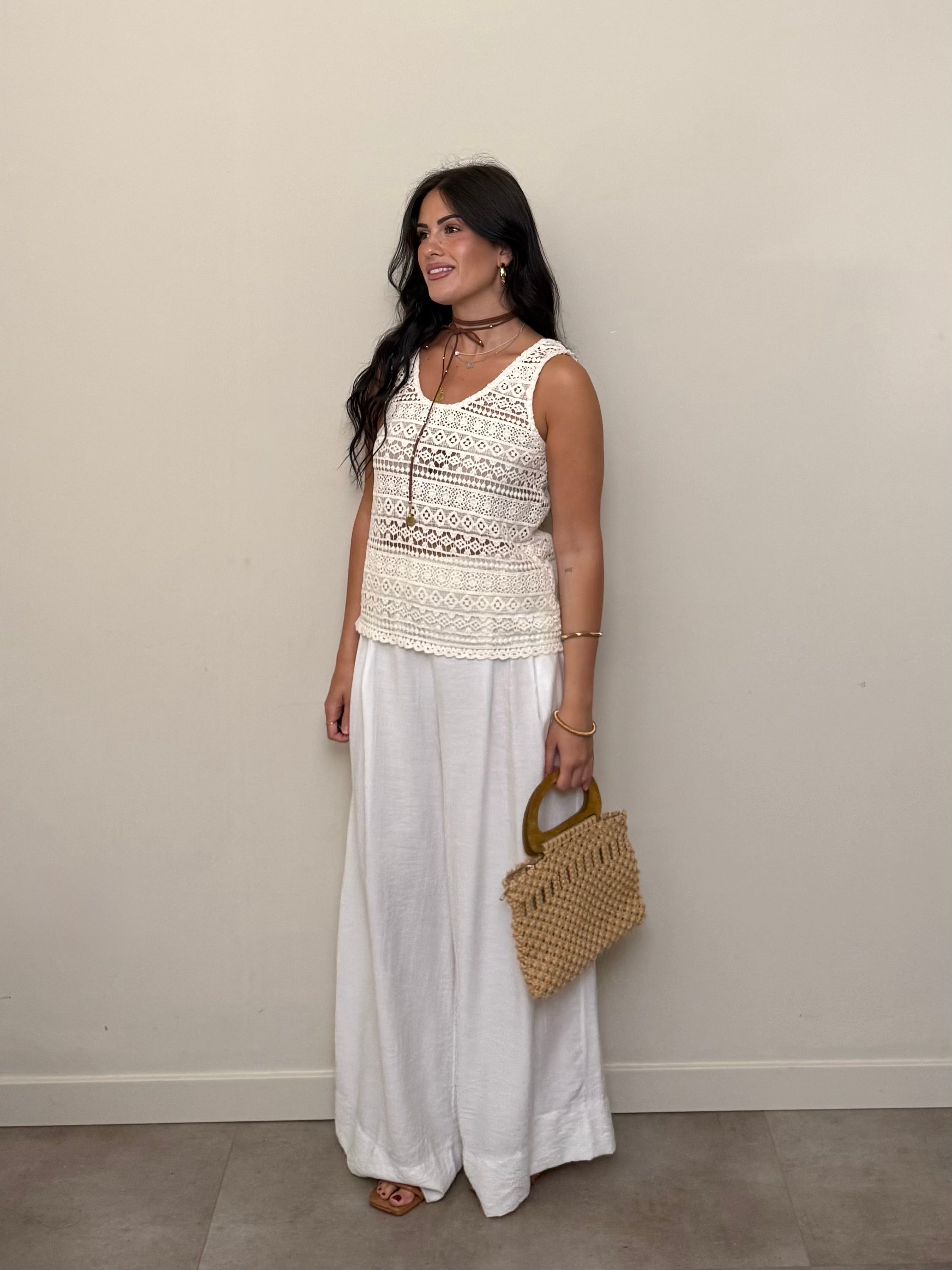 Canotta crochet avorio