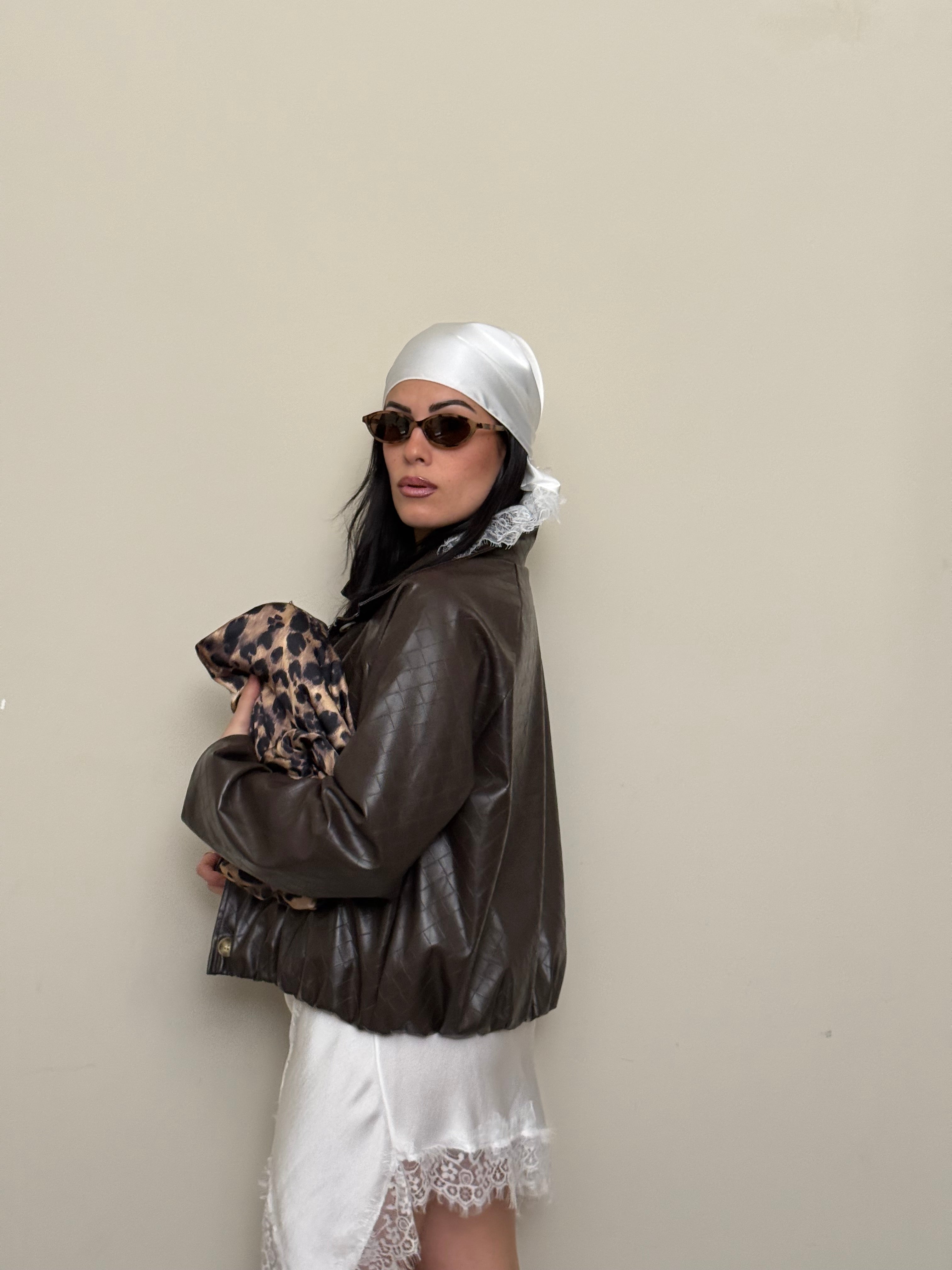 Giacca ecopelle marrone freddo