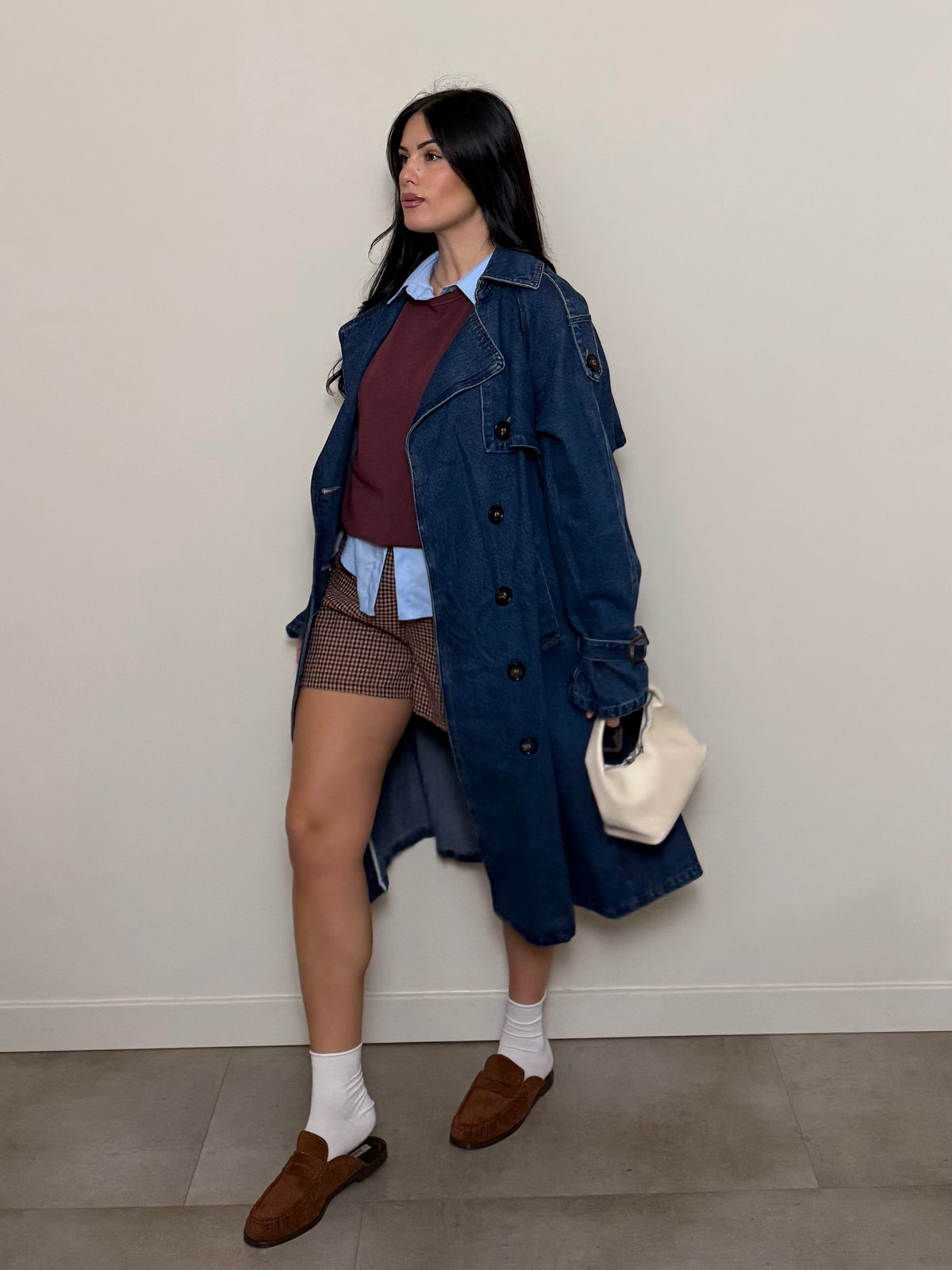 Trench lungo di jeans
