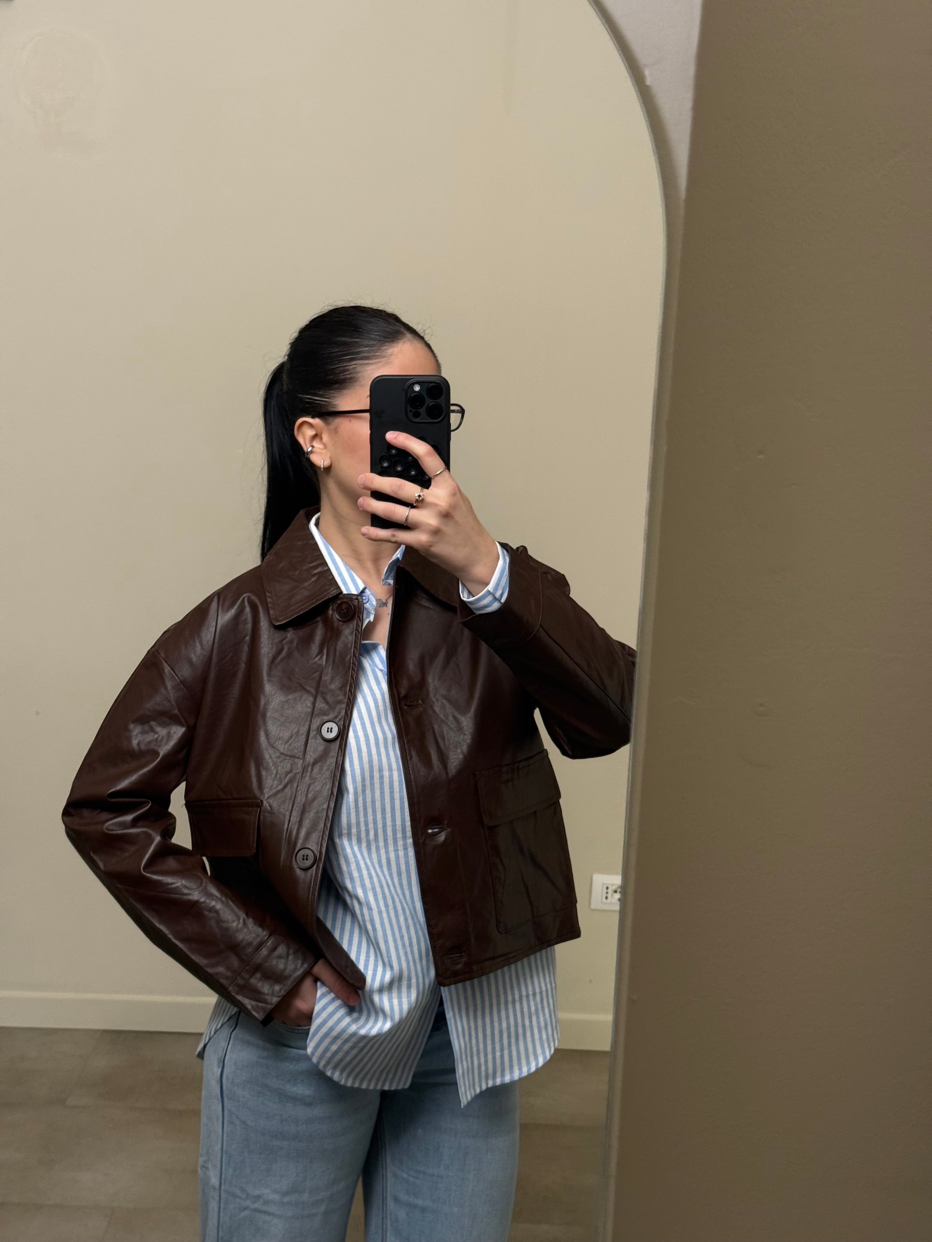 Giacca ecopelle cioccolato