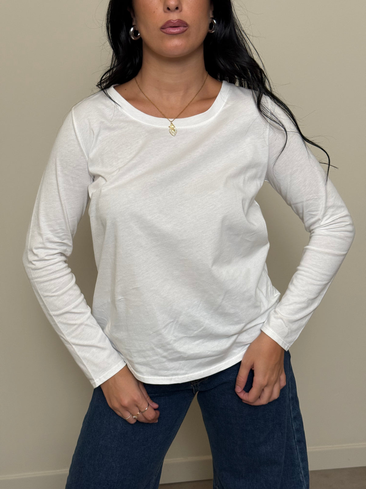 Maglia basic slim bianco freddo