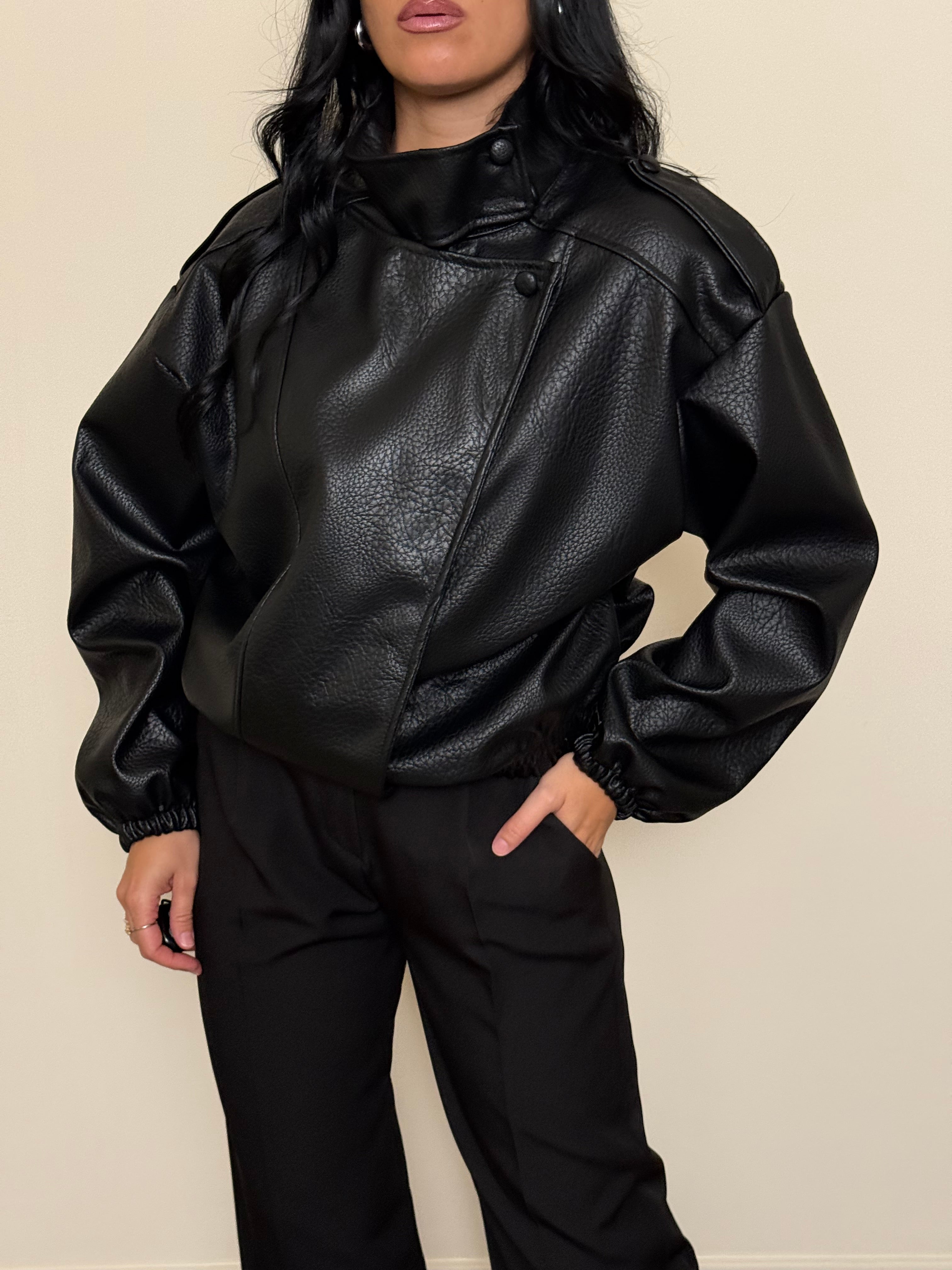 Bomber ecopelle nero