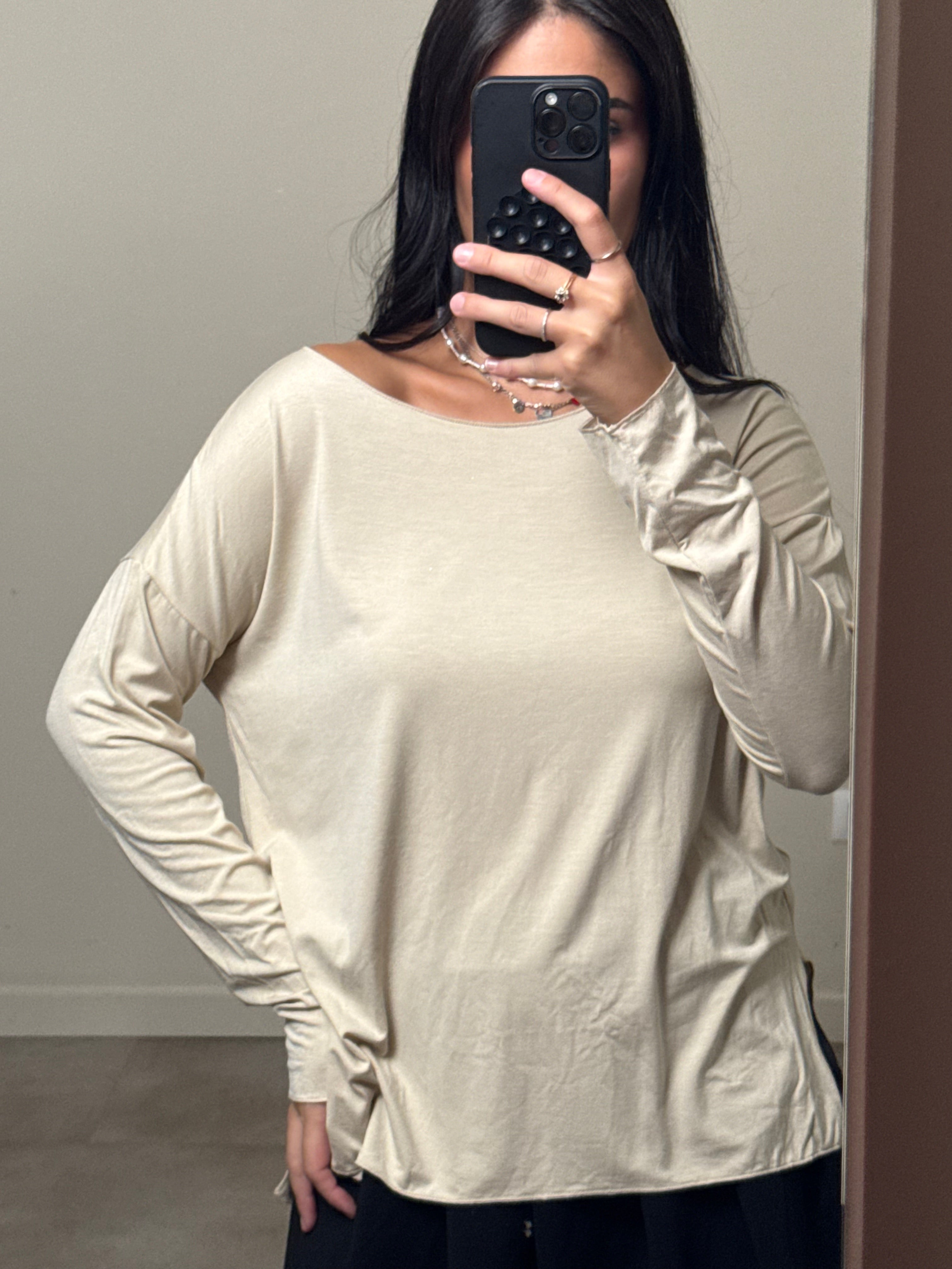 Maglia viscosa basic beige