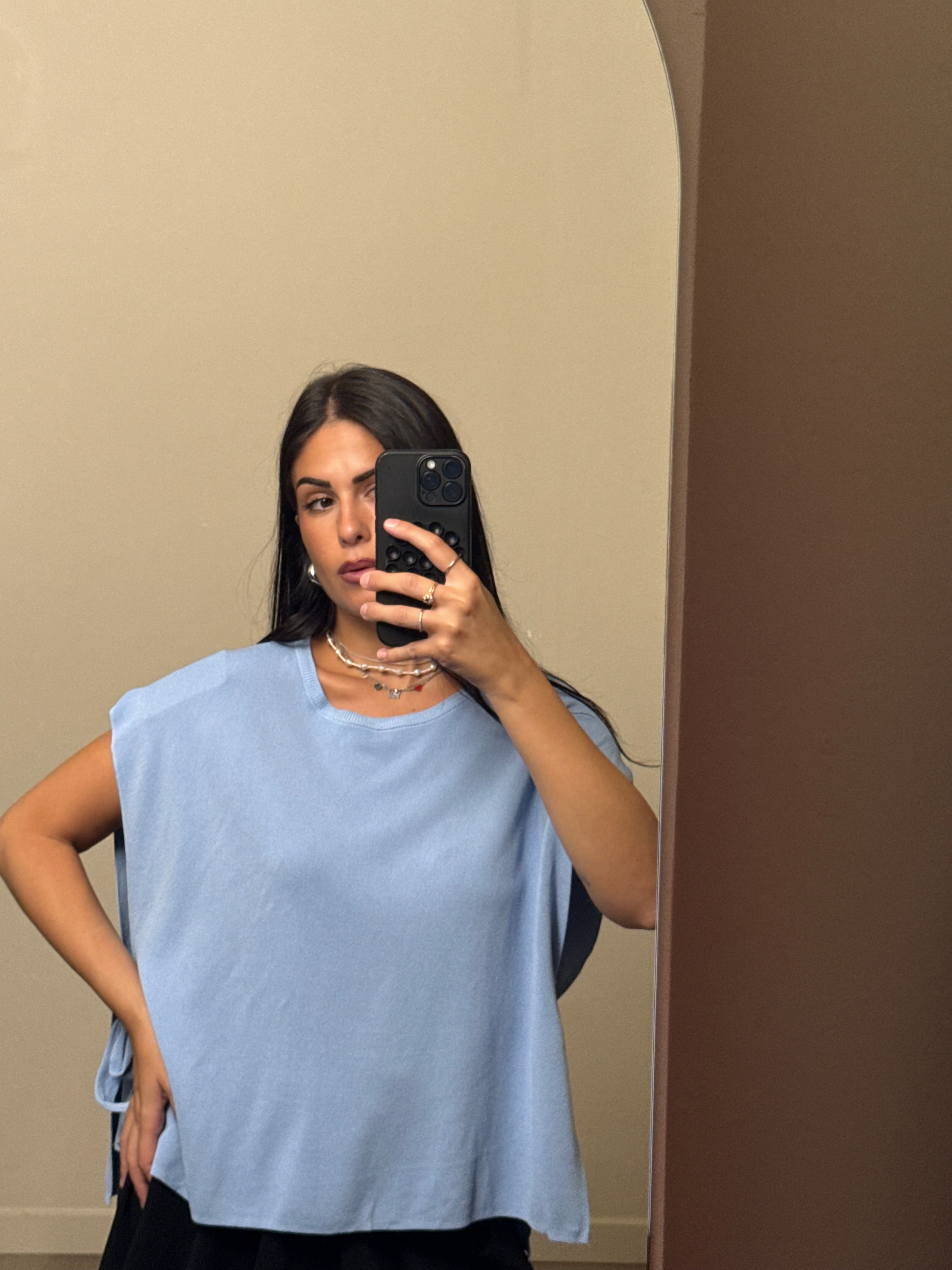 Gilet morbido fiocchi azzurro