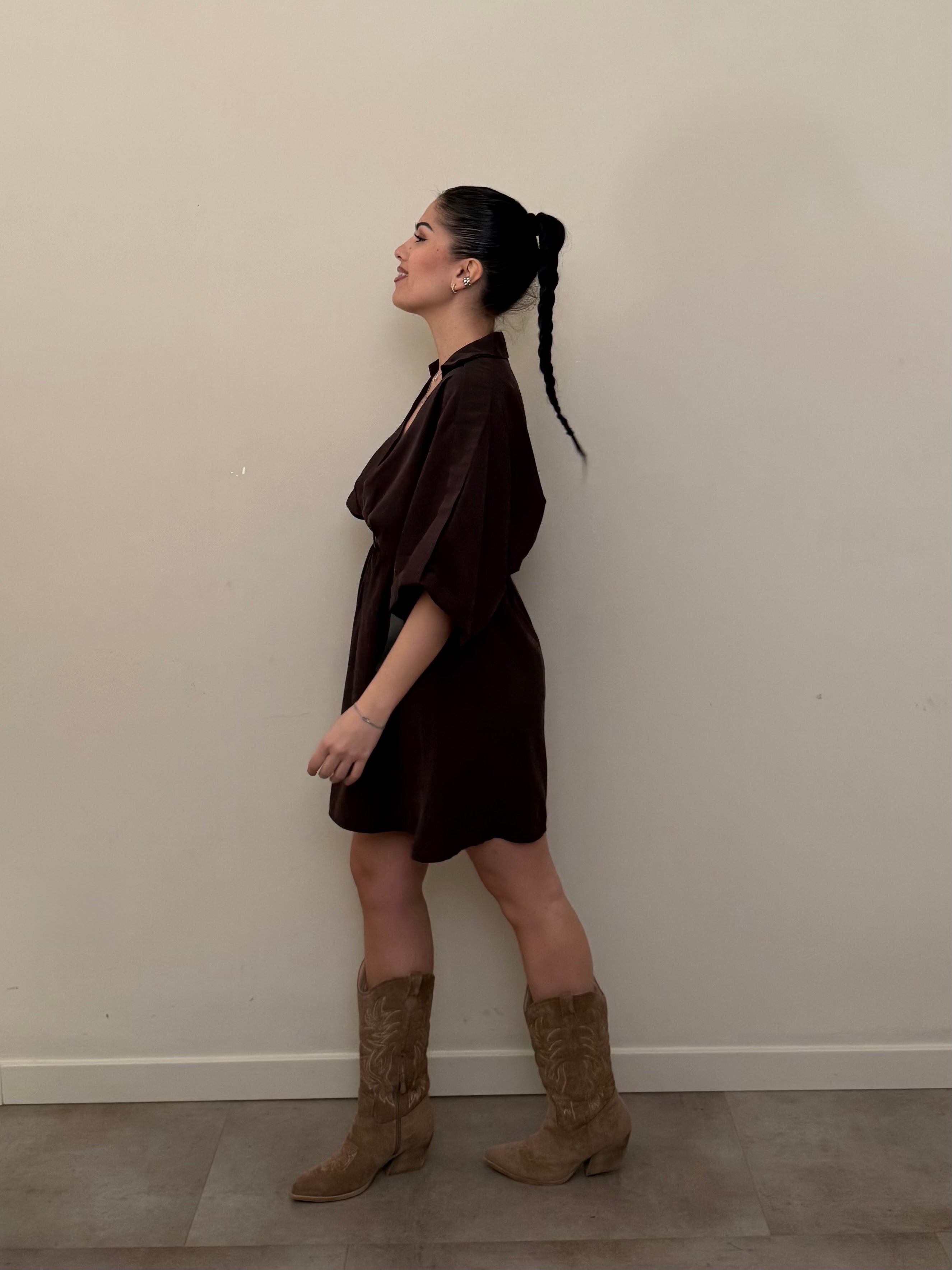 Dress viscosa marrone freddo