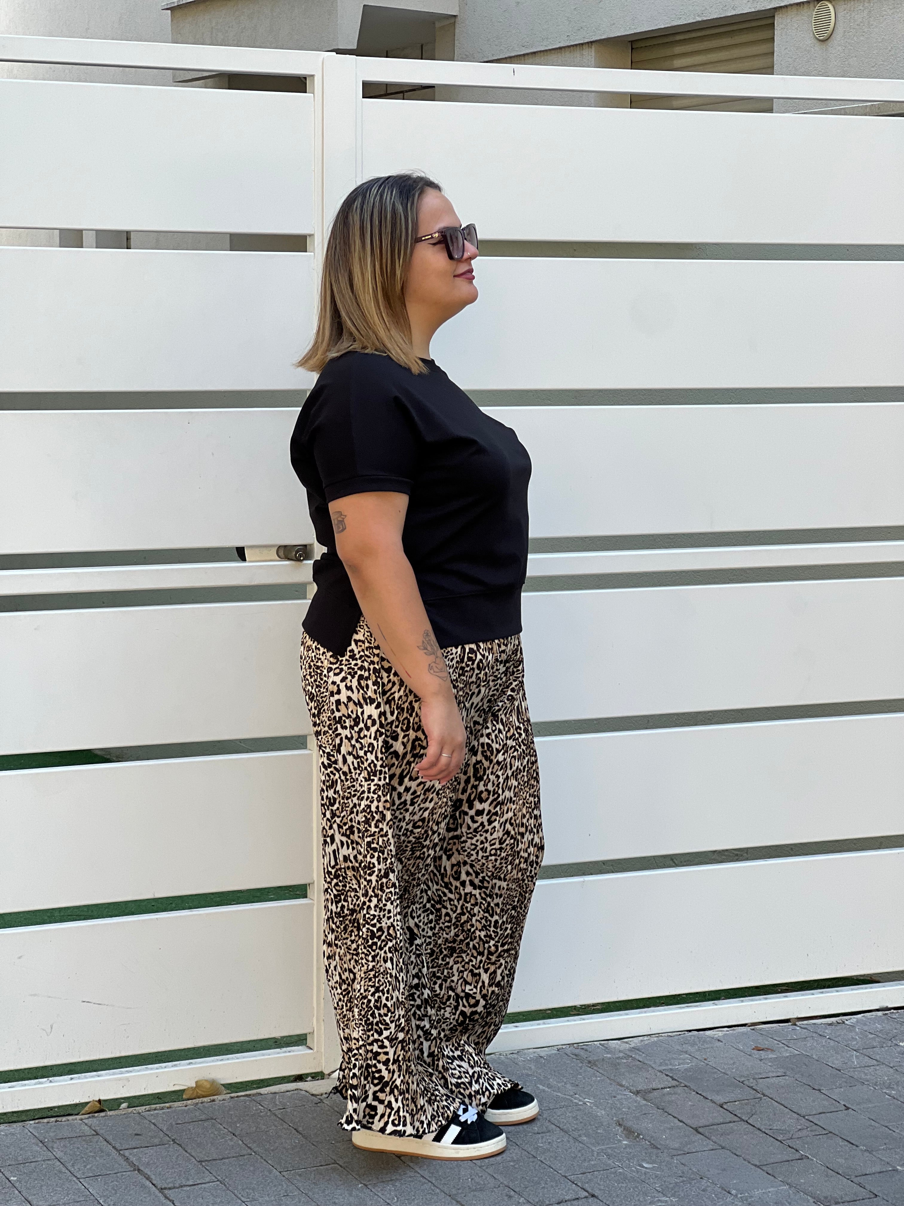 Pantalone morbido leopardato