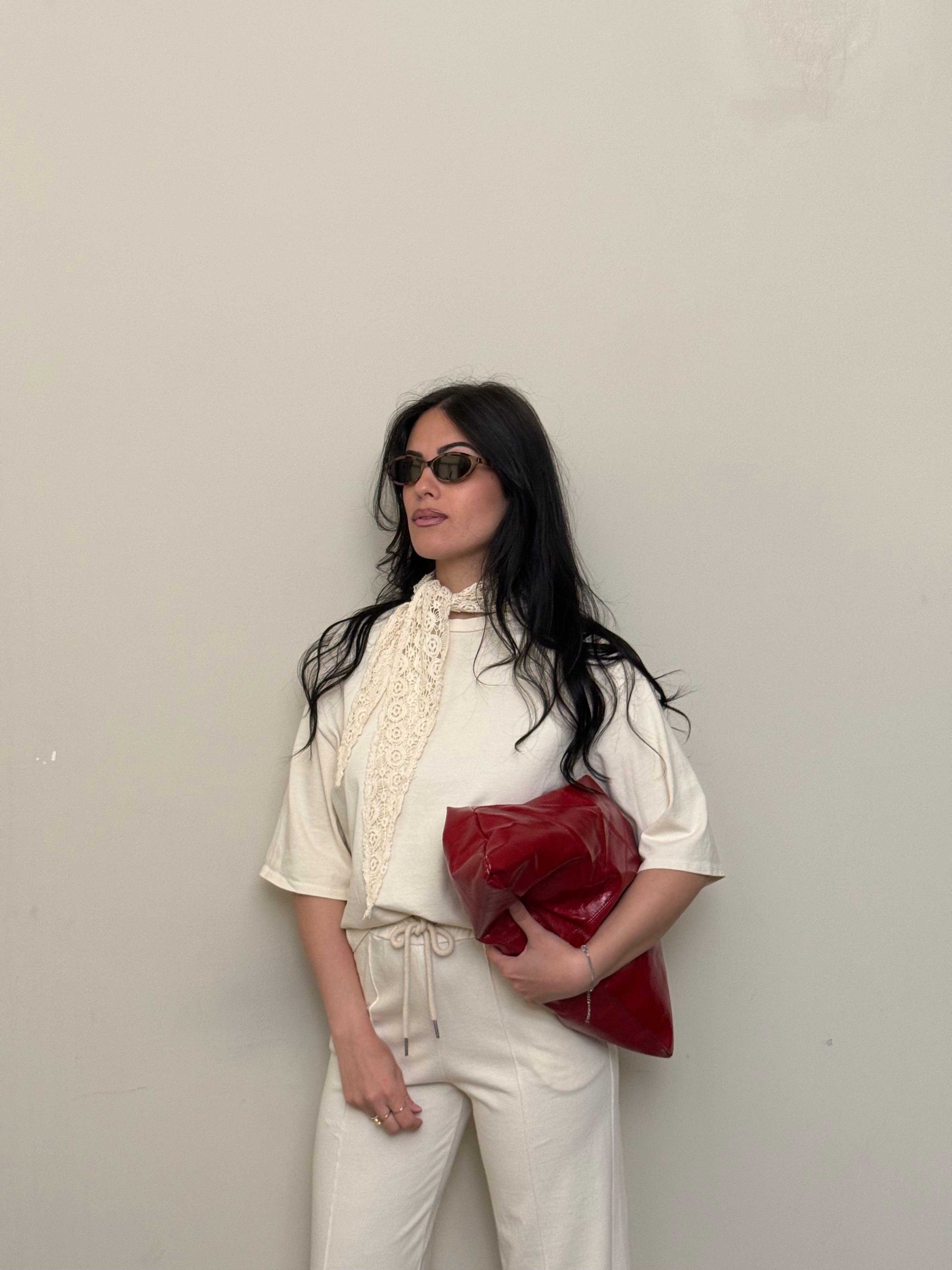 Coordinato tuta foulard panna