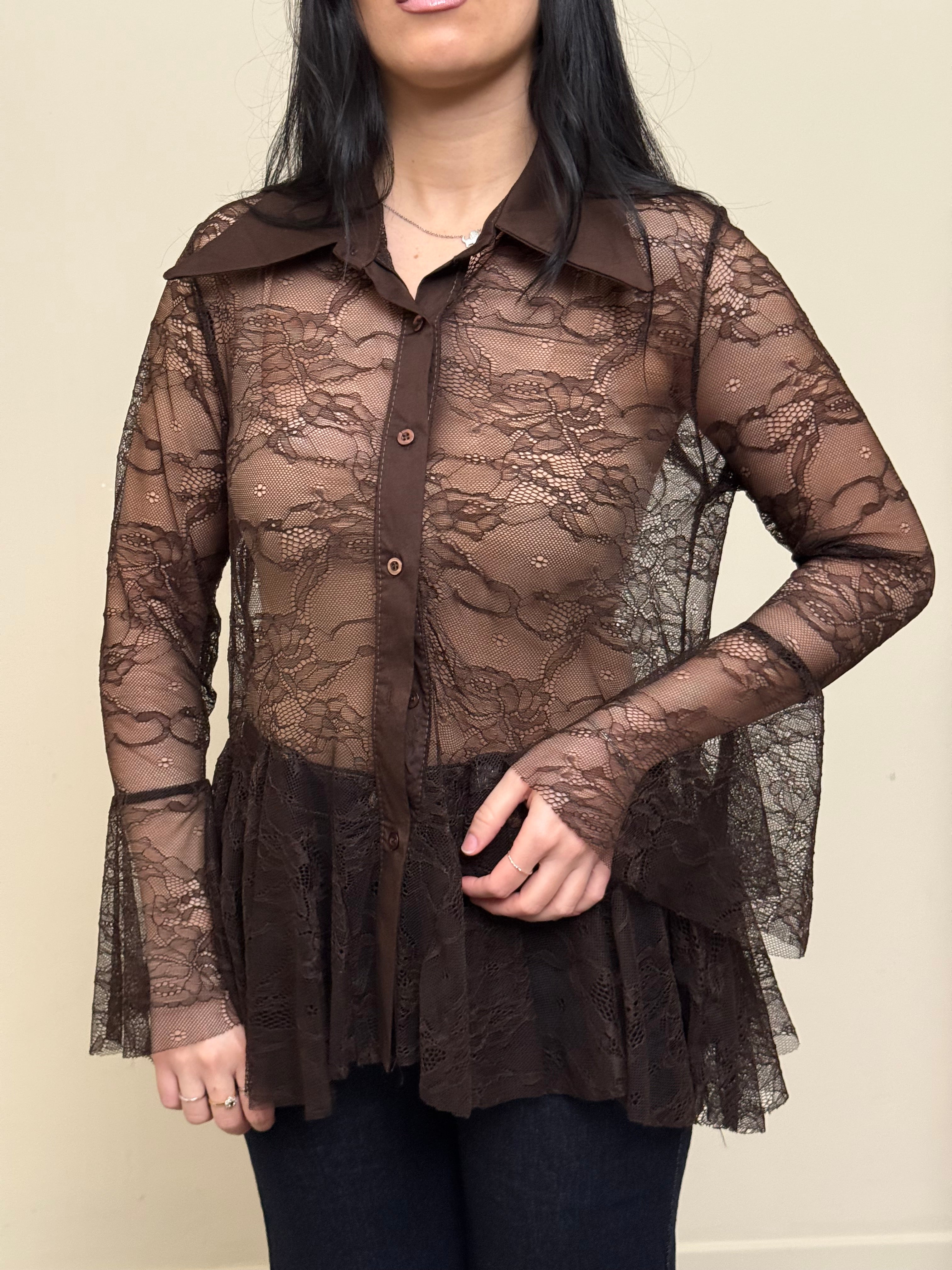 Camicia di pizzo cioccolato