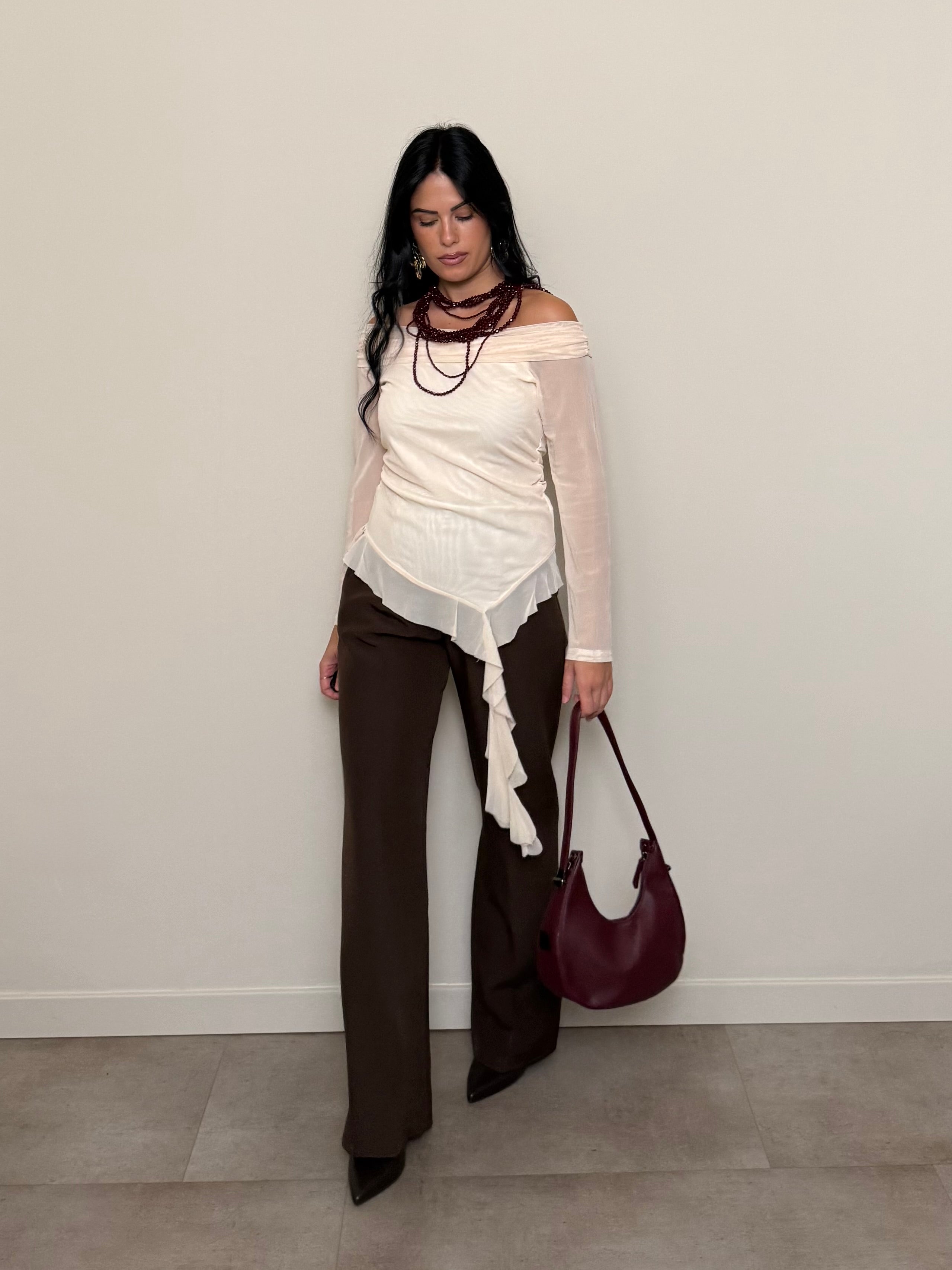 Pantalone palazzo basic cioccolato